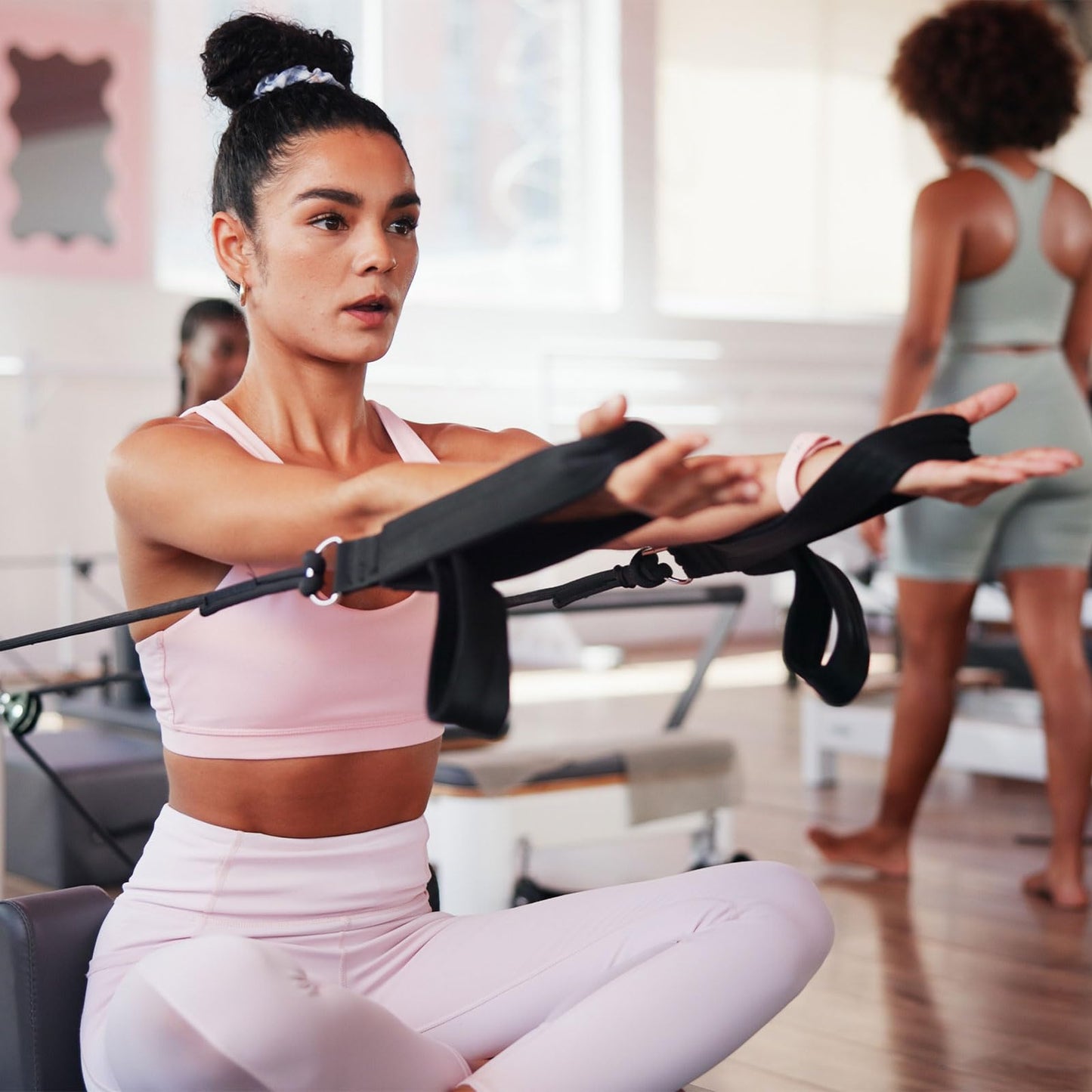 YELARXI Yoga Strap for Stretching, Athletic Stretch Band 5.9ft & Pink with Adjustable Metal D Ring Buckle Yoga Bands - Fitting for (Pilates/Physical Fitness/Gym Workout Dance)