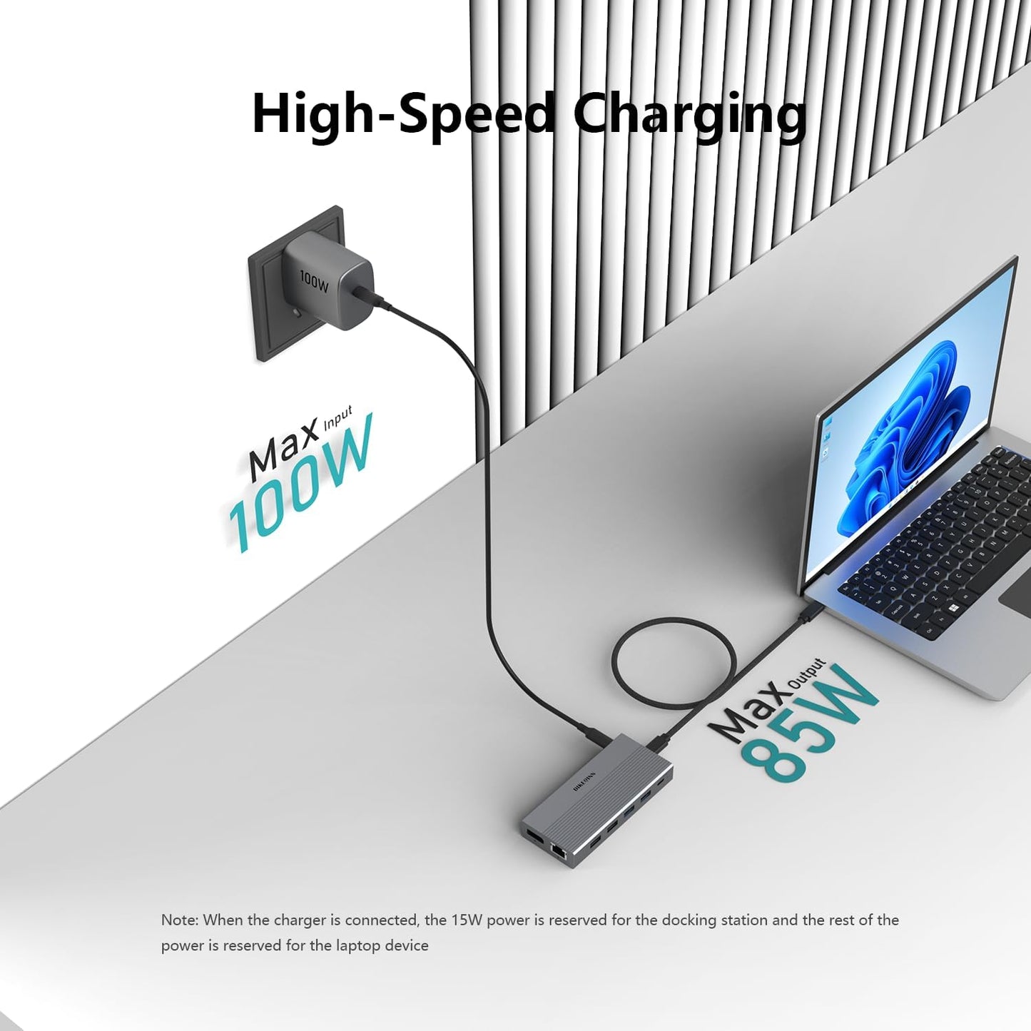 DIKEQINN 13-in-1 4K 100W 5Gbps USB C Docking Station: Triple Display, Power Delivery, Data Ports, SD/MicroSD Slot