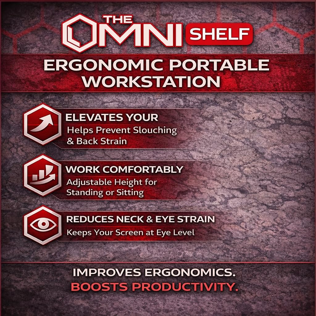 The OmniShelf Portable Workstation, Magnetic Toolbox, Laptop Stand w/ 50 lb Capacity, Hands Free Workstation, Attach to HVAC, Trucks, Walls, Poles etc. (Model # OSO1 - Magnets)