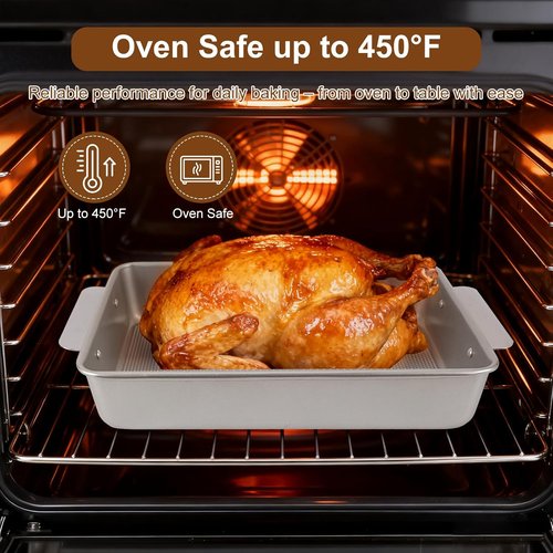 Commercial Grade 9x13 Baking Pan by [Brand Name] - Heavy-Gauge Aluminized Steel, Nonstick & Warp-Resistant, Silver