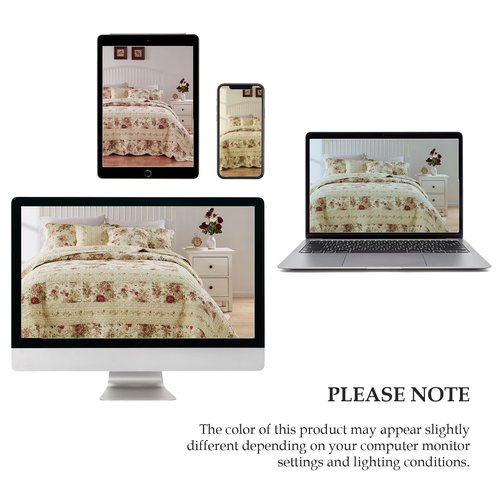 Greenland Home Antique Rose 100% Cotton Heirloom-Quality Quilt Set, 2-Piece Twin/XL, Ecru