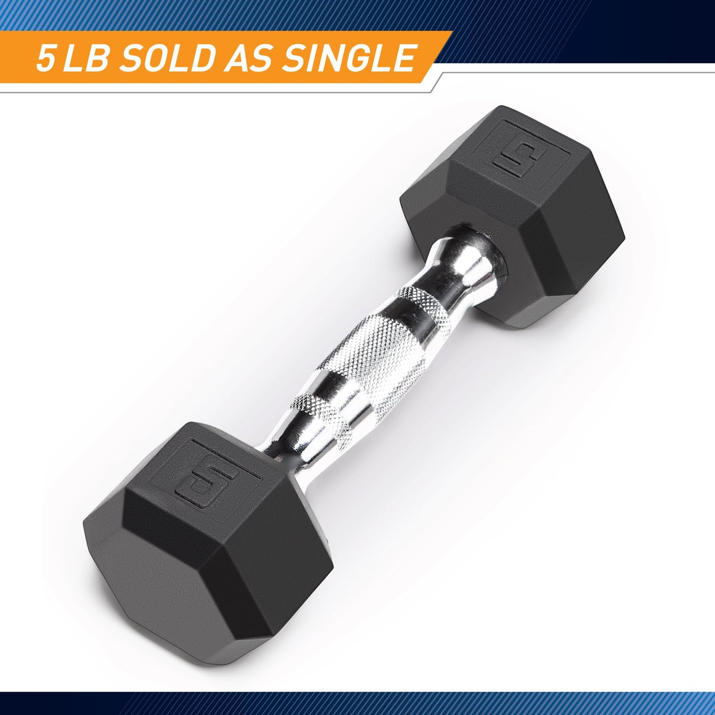 Marcy Classic Rubber Hex Dumbbell with Knurled Grip for Strength Training and Bodybuilding 5-lbs Single Dumbbell IBRH-005