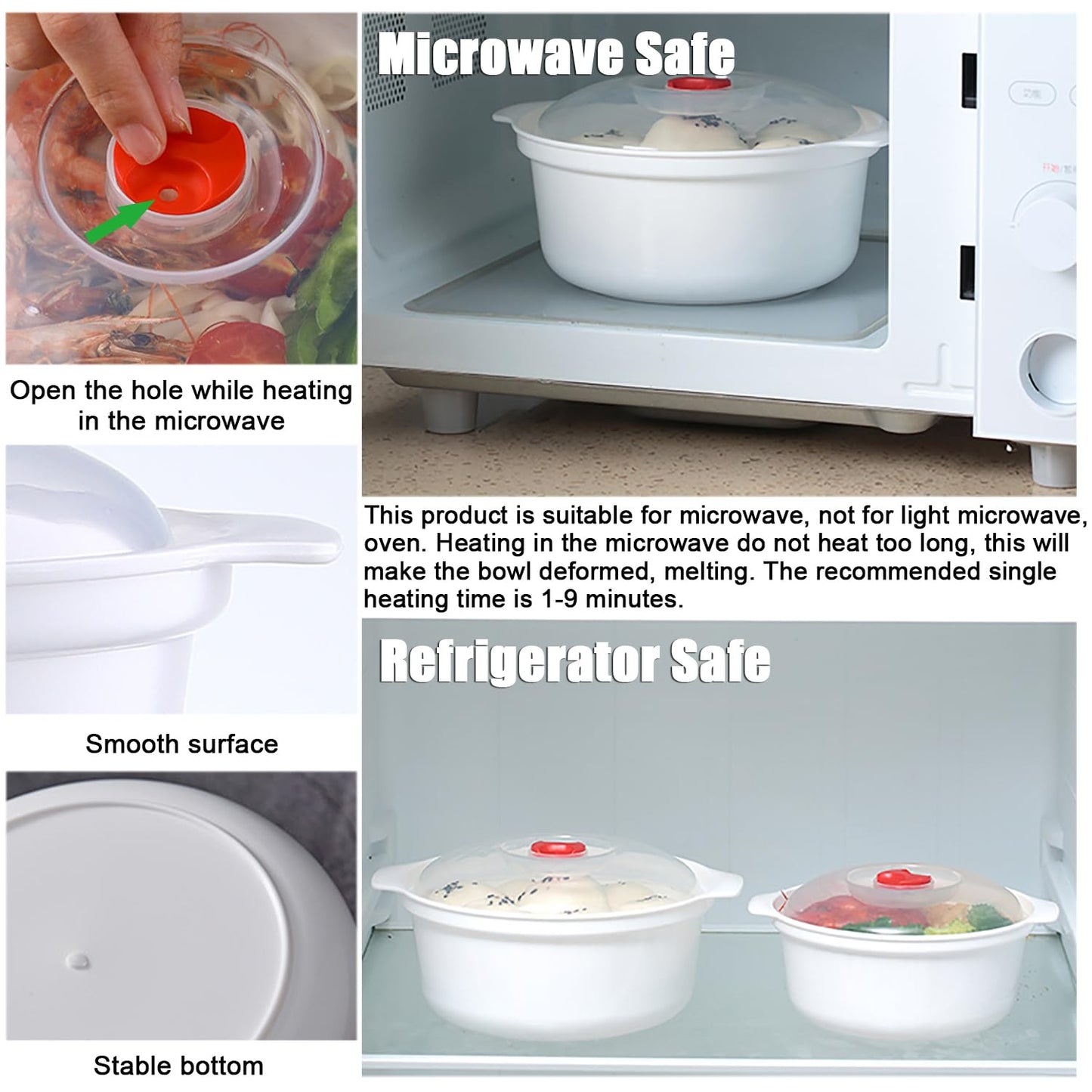 POYIPI 2 PCS Microwave Ramen Bowl with Lid Ramen Cooker Soup Containers Noodles Bowl Microwave Safe Mixing Bowls Microwave Steamer with Handls Microwavable Cookware for Office, College Dorm
