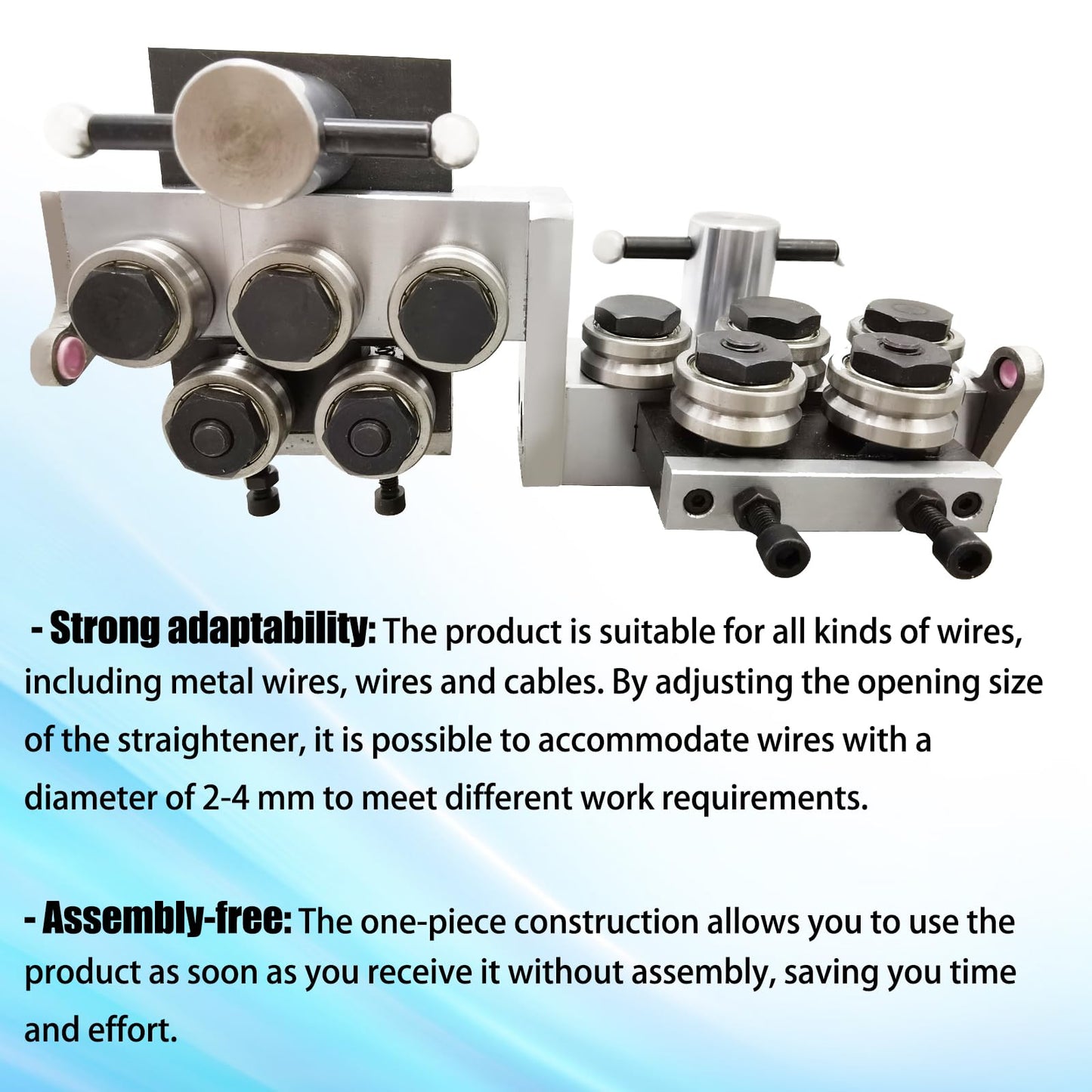 PreAsion Metal Wire Cable Straightener Straightening Machine with 10pcs V Shape Straighten Wheels Adjustable Diameter 2-4mm Straightening Tool for Different Metal Wire