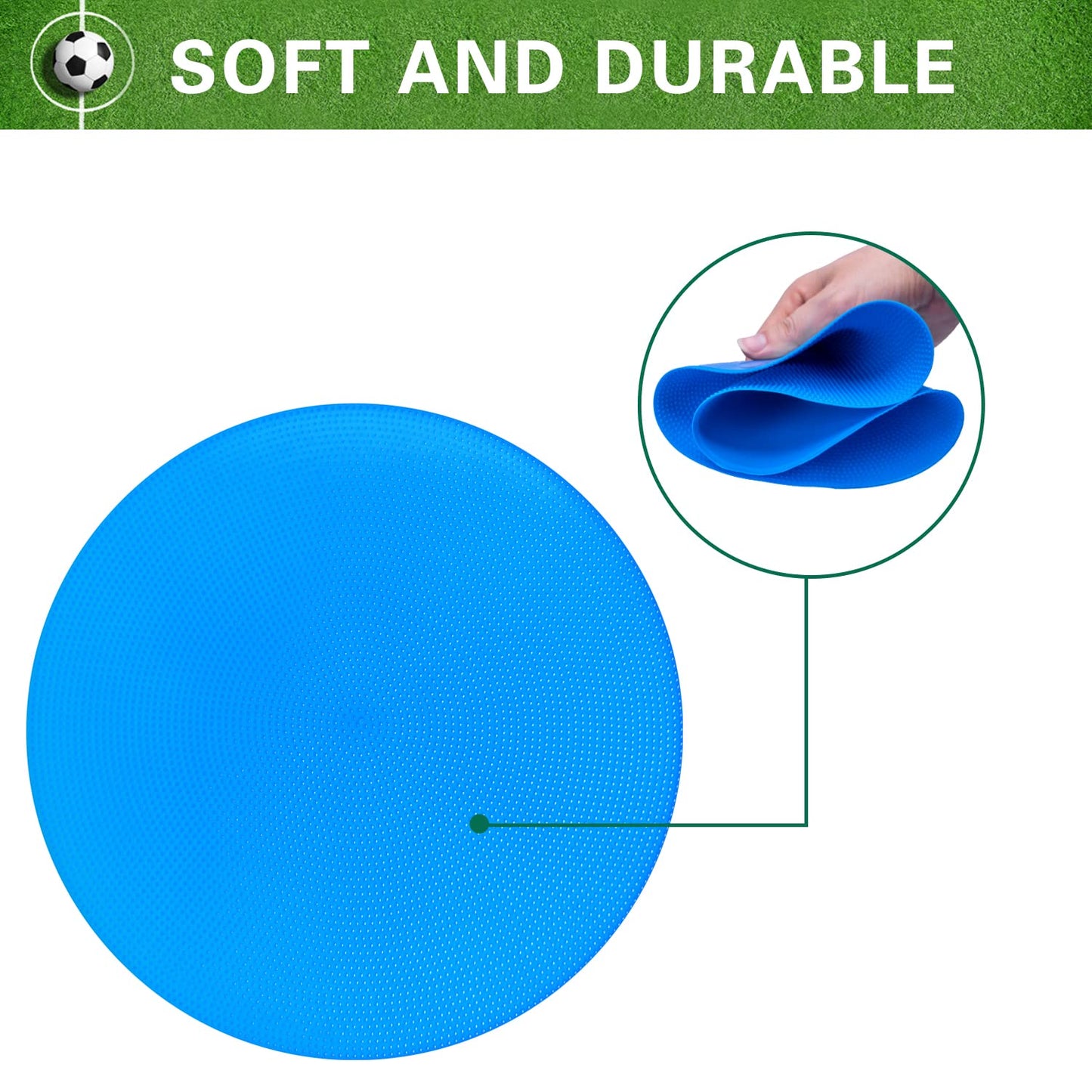 Spot Markers 9 inch 12 Pcs Non-Slip Rubber Agility Markers Flat Field Cones Floor Dots for Football, Soccer, Basketball Training Markers, School Activities, Exercise Drills, Social Distancing Blue