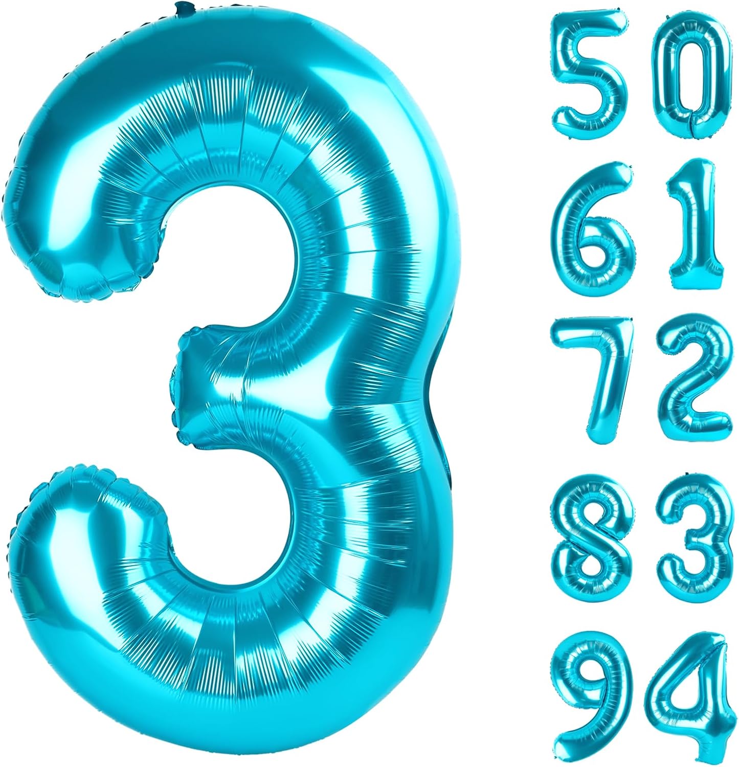 Skiennix Blue Number Balloon - 40 Inch 3rd Birthday Decoration for Kids & Adults | Party Supplies