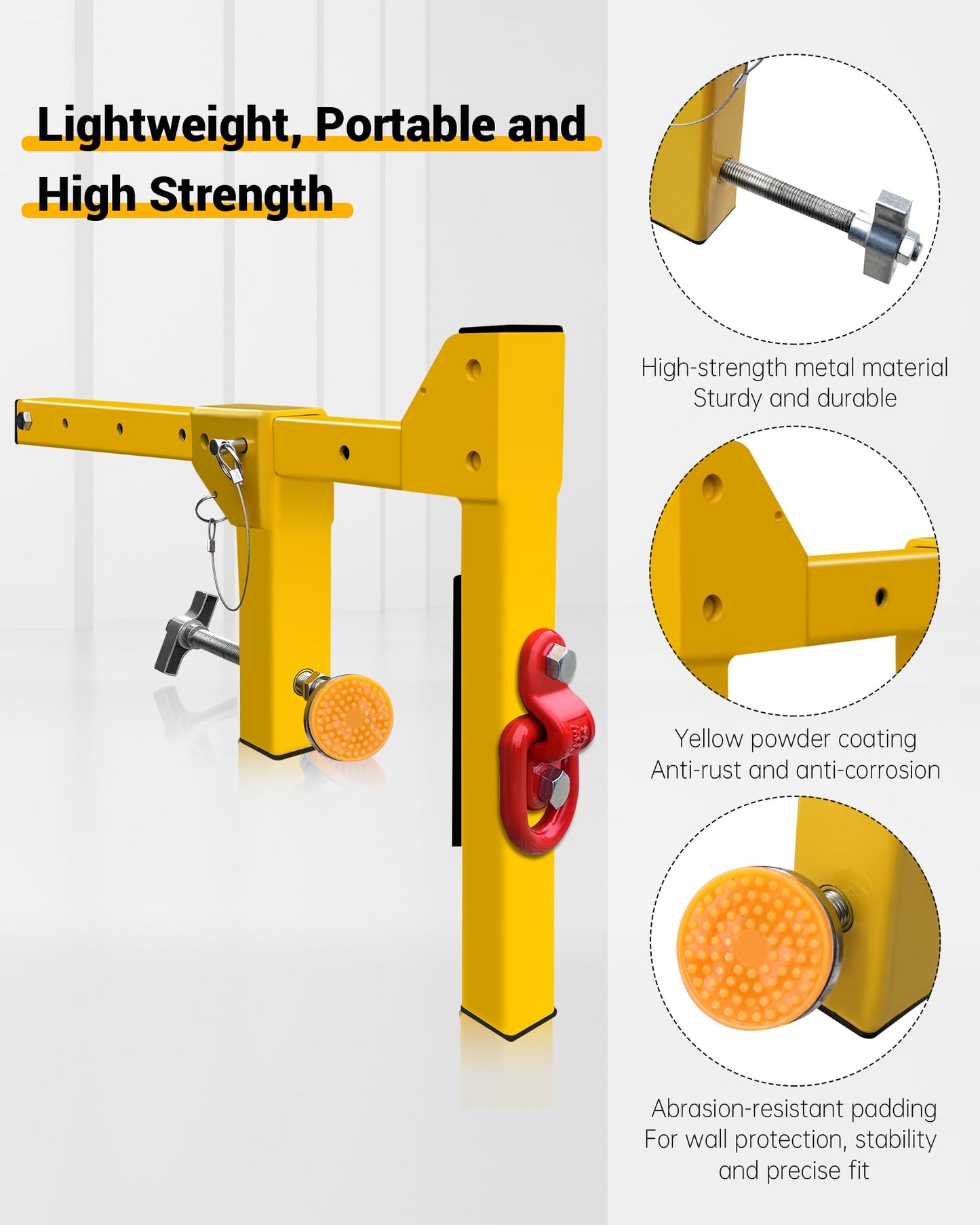 Parapet Adjustable Non-Penetrating Anchor, Reusable Parapet Anchor Clamp for Temporary Fall Arrest Anchorage, Fit Parapet Walls Up to 15" Thick, Lightweight Portable and High Strength