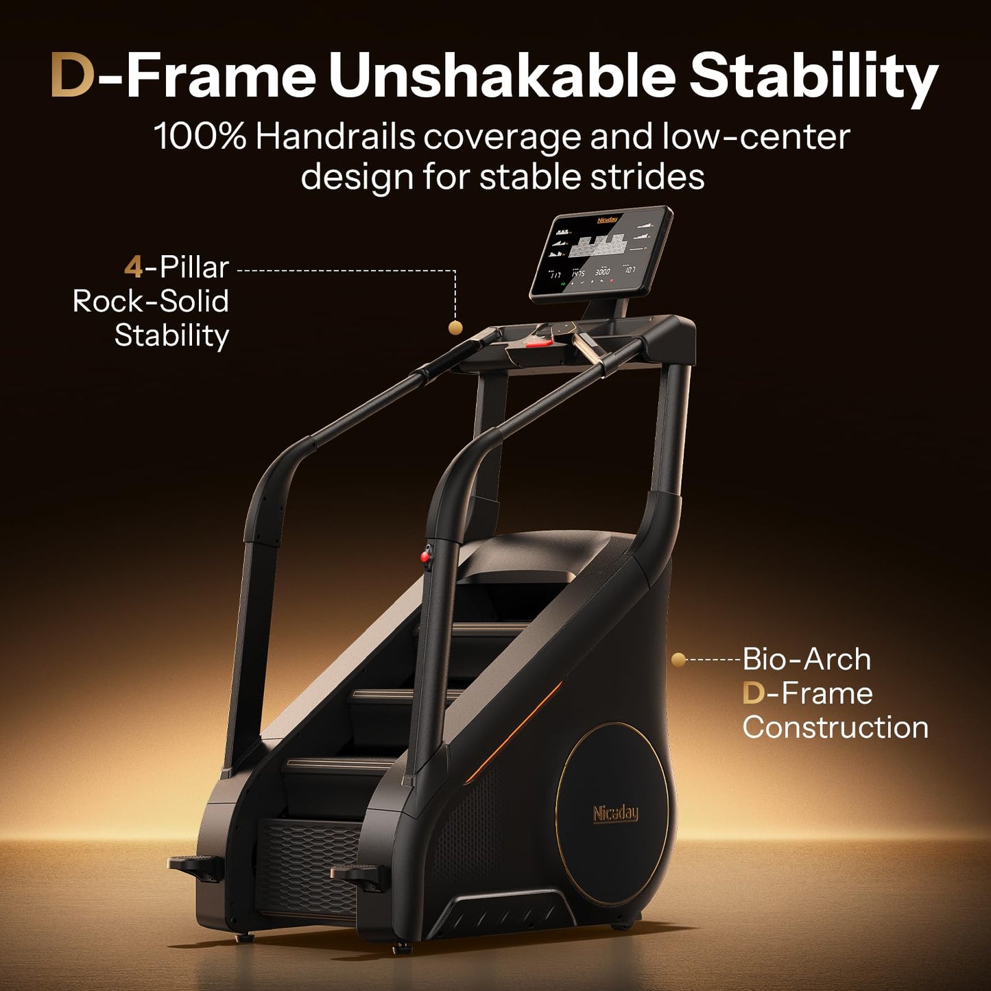 Niceday Stair Stepper Master at Home, Commercial Grade Stair Climber with 25 Levels, Stepmill Exercise Machine for Full Body Workouts, Exercise Machine for Home Gym for LED Touchscreen