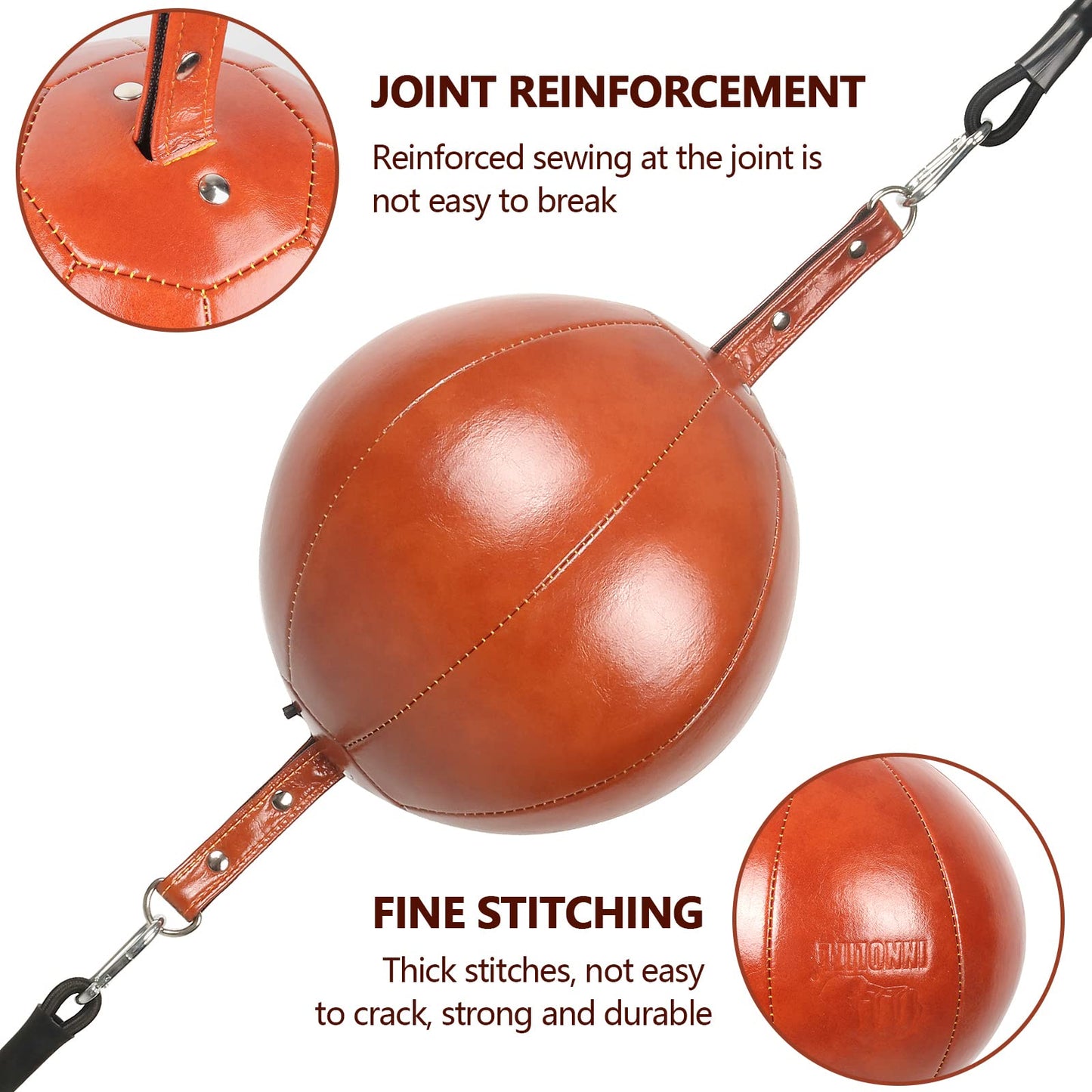 InnoLife Double End Punching Ball Striking Punching Bag Kit, Speed Striking Reflex Kit with Bungee Cords Perfect for Reaction, Agility, and Hand Eye Coordination Training (Brown)