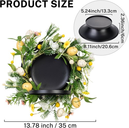 MOYEE Candle Holder Centerpiece - Elegant Black Metal Design with Artificial Flowers | 14-Inch Versatile Decor