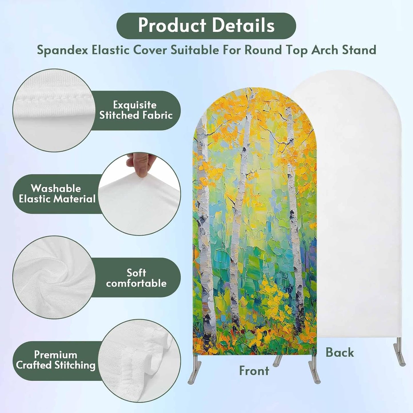Jnbasdffb 7.2 Yellow Leaves Wedding Arch Cover, Stretchy Spandex Arch Backdrop Stand Covers FT, Modern Oil Painting
