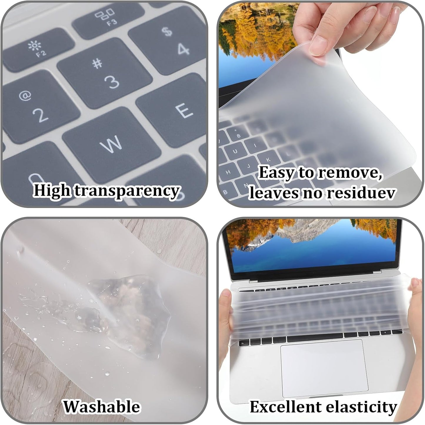 Qulkws 13" 14" Skin Universal Keyboard Cover Protector Skin Ultra Thin Keyboards Covers Protector Silicone Keyboards