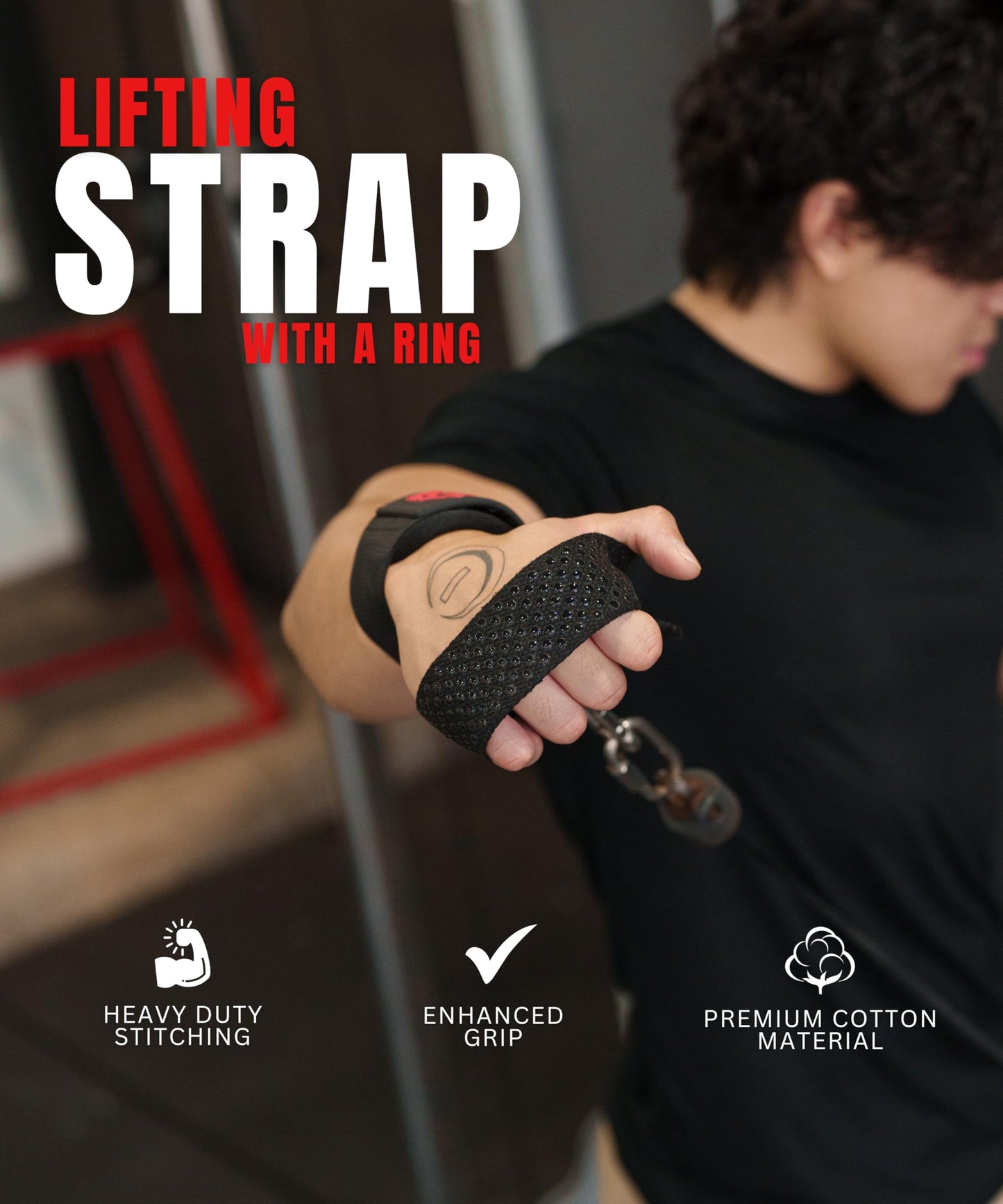 Ekkovision Weight Lifting Straps With Cuffed D Ring, Wrist Support for Men, Heavy Duty Thick Comfortable Lifting Straps, Secure Fit, Enhanced Grip, Straps for Weightlifting & Gym Training. White.