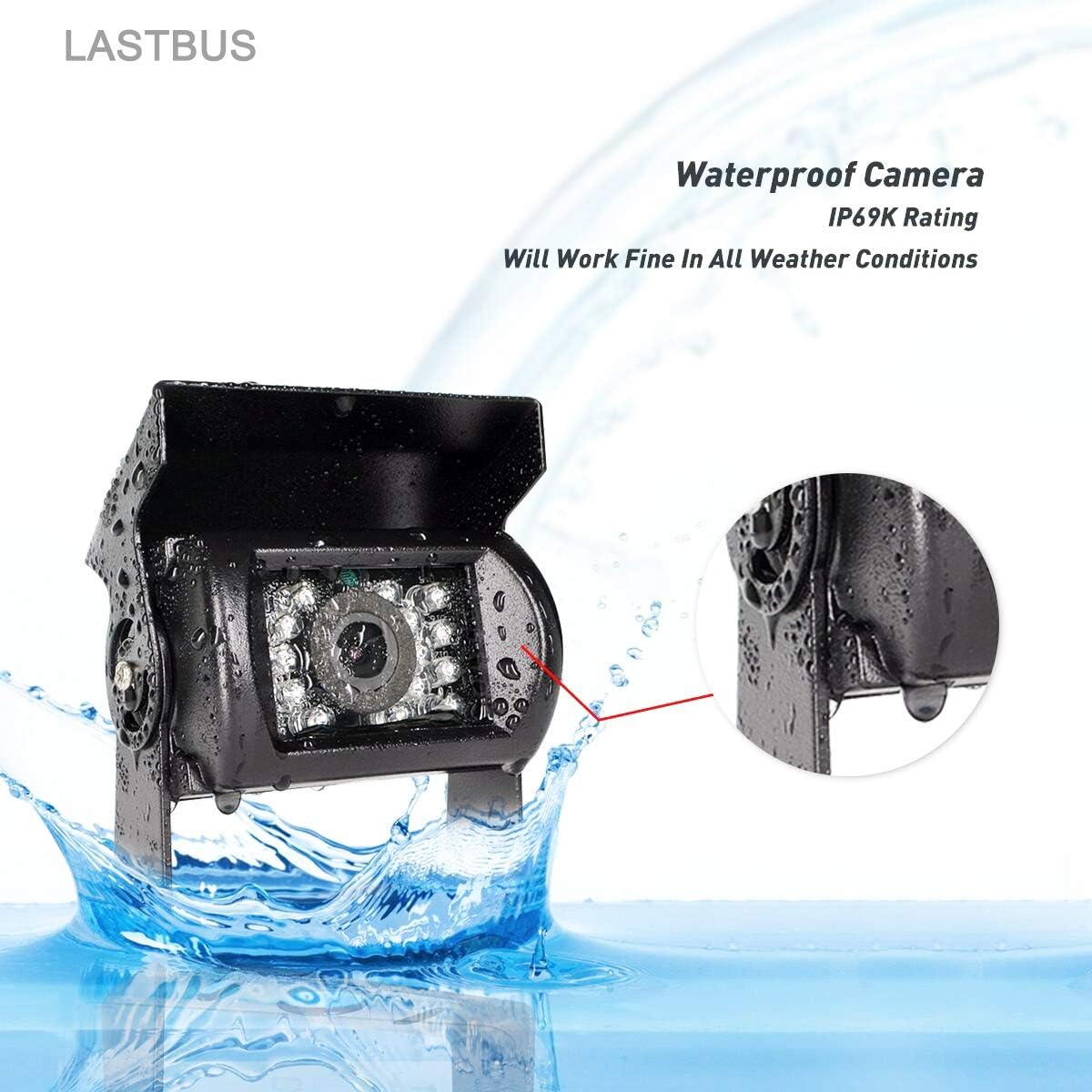 LASTBUS 4 GX12-4 Backup Camera, Reversing Camera, Waterproof Night Vision Wide View Angle Rear View Camera with Pin