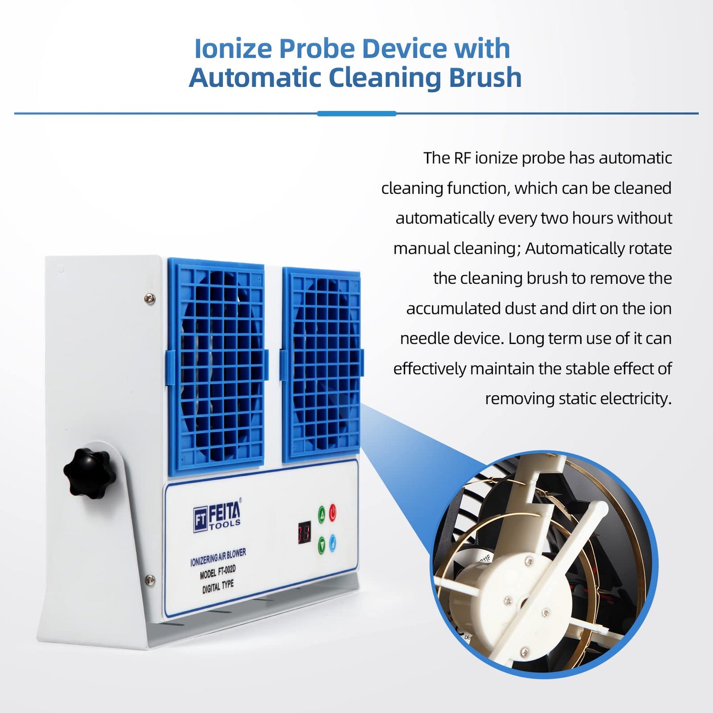 FEITA Ionizing Air Blower Anti Static Ionizer New Cleaning Type Static Fan Electrostatic Discharge Ionizer Blower Dual-Purpose Bracket Industrial ESD Static Eliminator