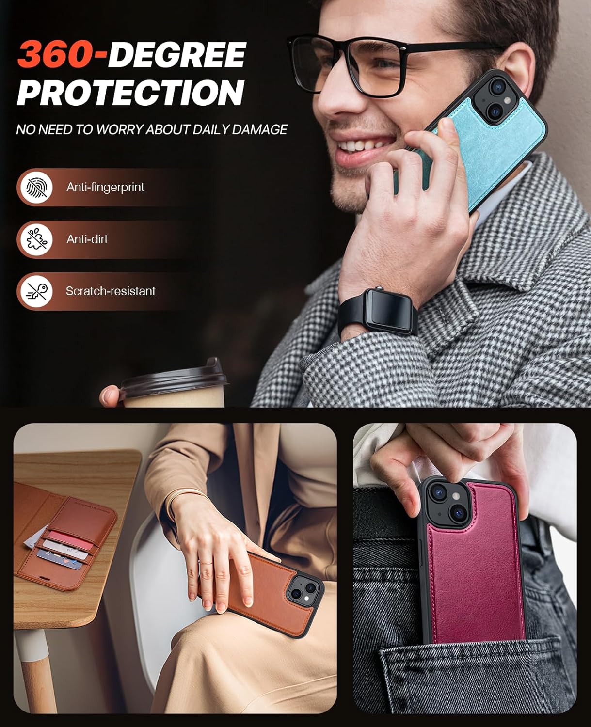 15 [2 1] 6.1 Inch, OCASE for iPhone Detachable Wallet Case with Card Holder, in PU Leather Flip Folio Case with RFID