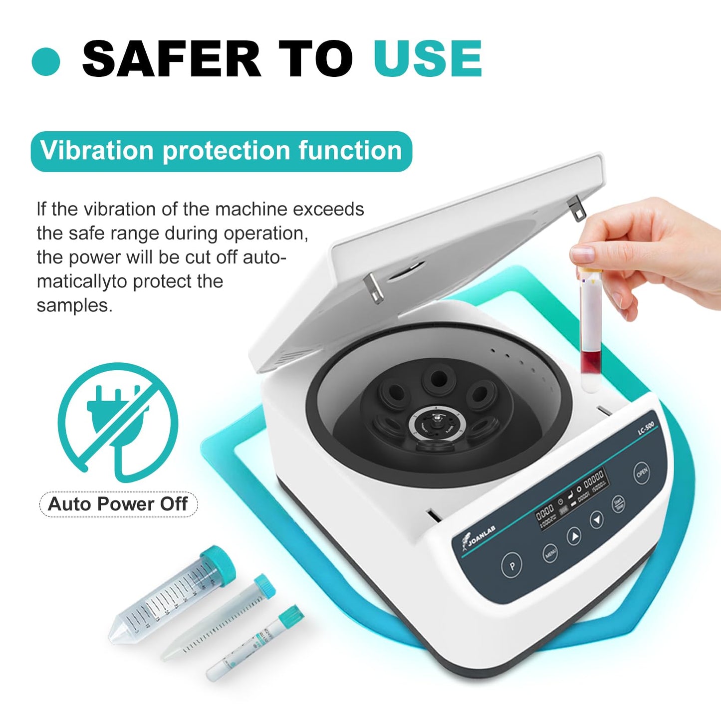 JOANLAB Digital Lab Centrifuge Machine 2ml/5ml/10ml/15ml/50ml x 6,Low Speed 500-4000rpm,2146xg RCF Lab Benchtop Centrifuges w/Time