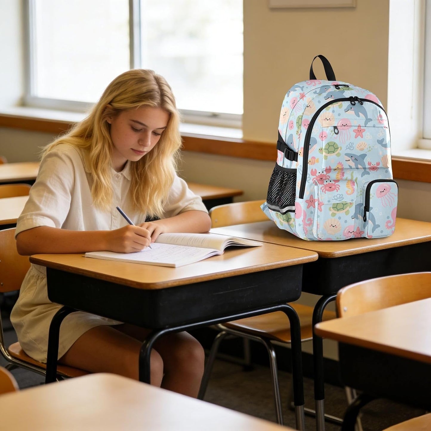 Backpack Backpack Daypack ALAZA School for Teen Girls Boys Ocean Crab Turtle Shells Kids Purse College Laptop Bookbag
