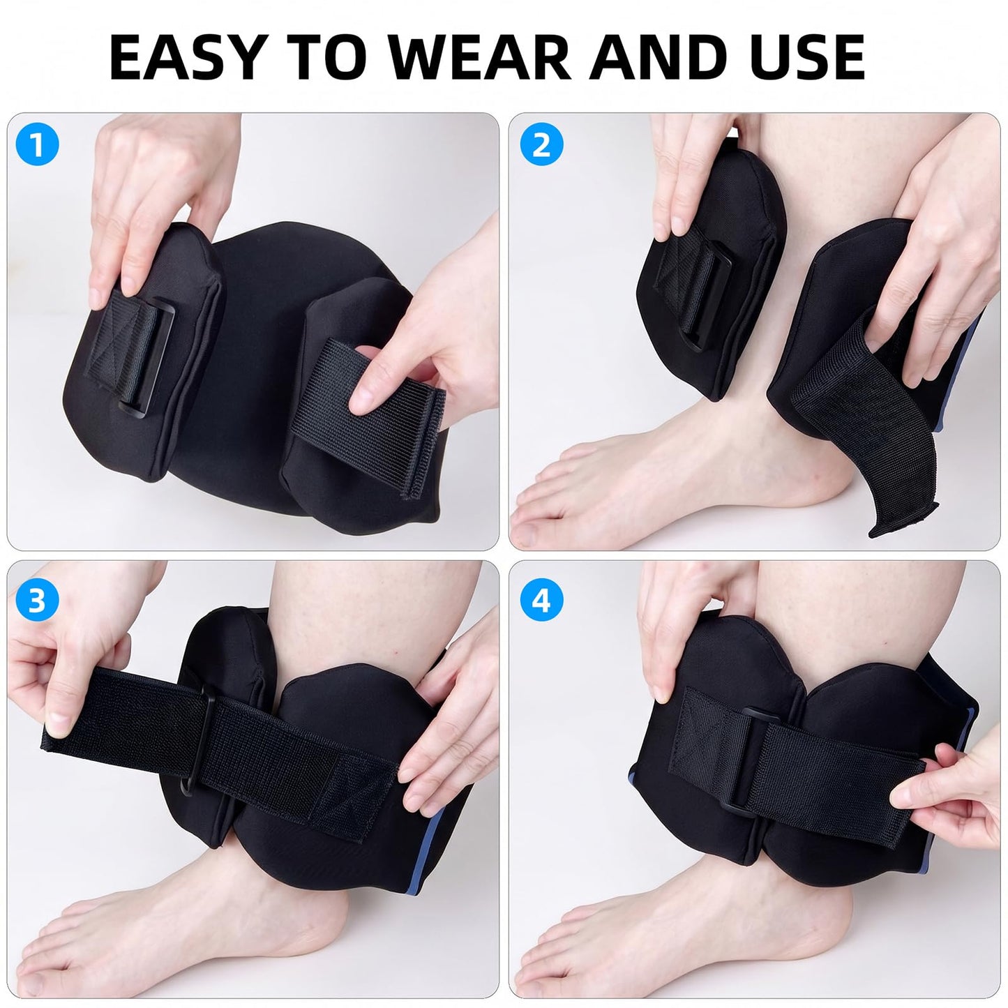 Fstcrt 2 Pcs Foam Aquatic Cuffs Exercise Equipment, Water Aerobics Float Ring with Adjustable Webbing, Pool Exercise Workout Set, Water Ankle Ring for Adults