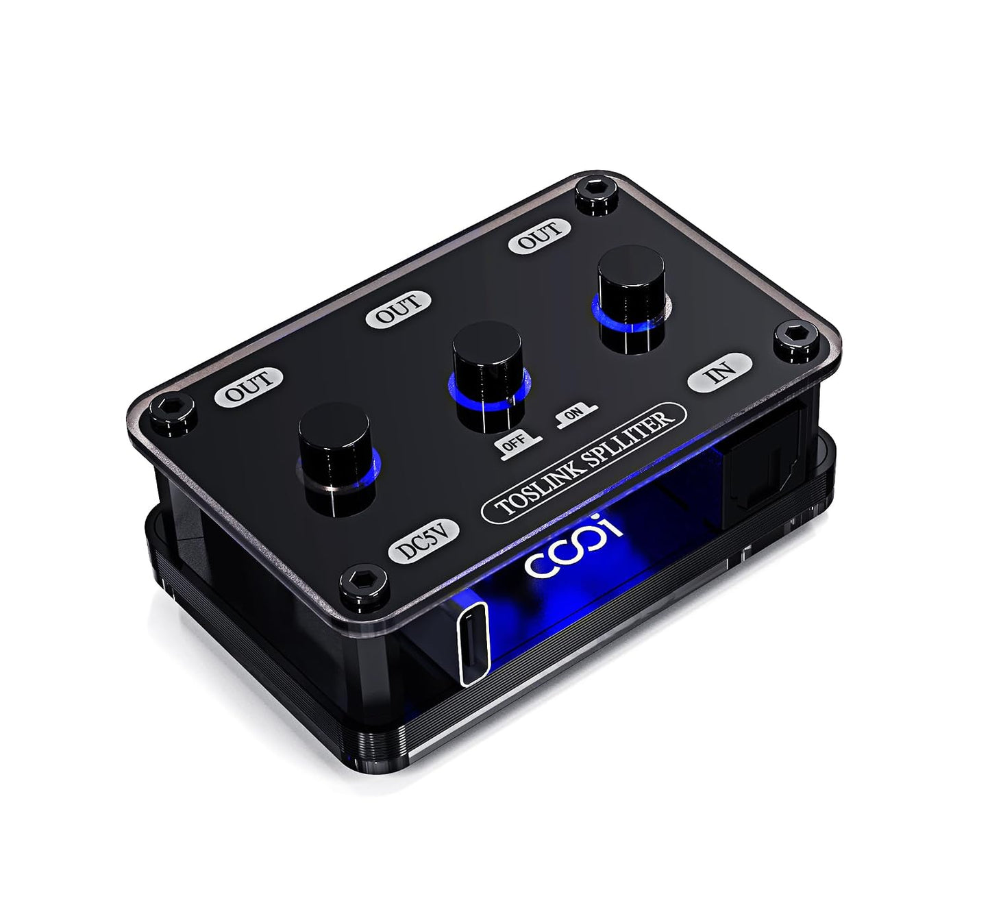 cooidea 1 3 192k/24Bit LPCM2.0/DTS/Dolby-AC3 5.1 Digital Optical Audio Splitter in Out SPDIF Toslink Optical Splitter