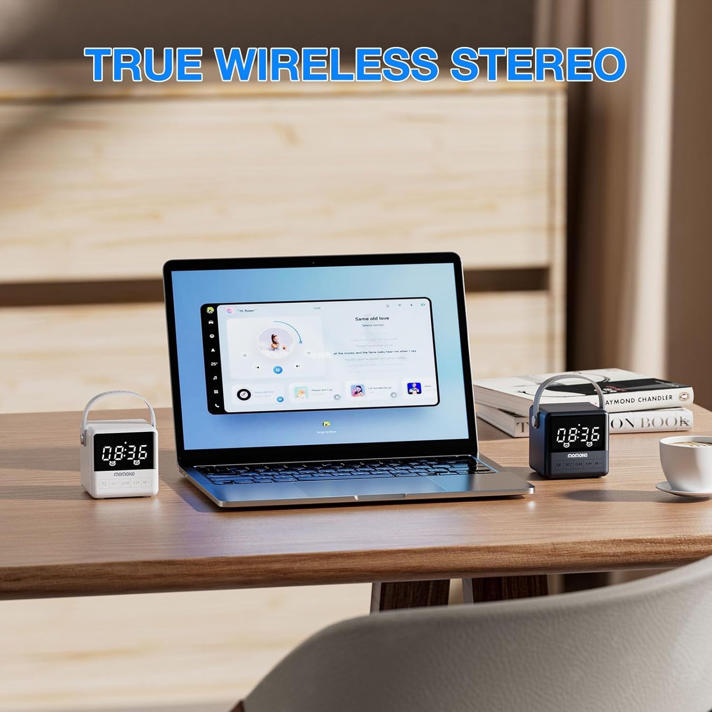MOMOHO 50ft 5.2, Portable Bluetooth Speaker with Time Display, Portable Wireless Speaker, TWS Stereo Sound, Bluetooth