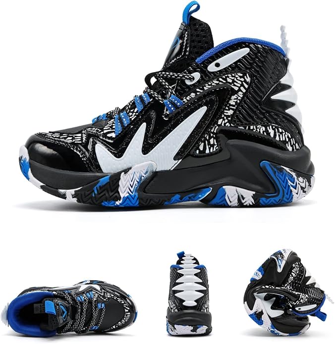 VITUOFLY Kids Basketball Shoes Boys Air Cushion Sneakers Girls Mid Top School Hoops Shoes Non-Slip Outdoor Sports Running Gym Comfortable Durable Little Kid/Big Kid