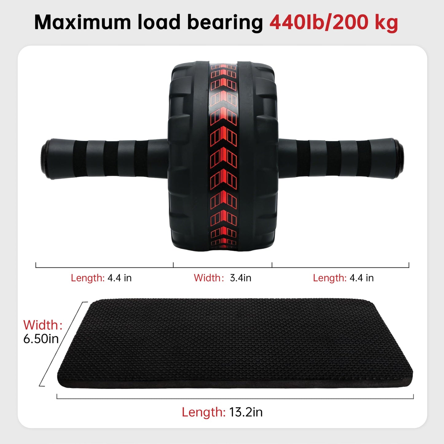 SaintCos Ab Roller Wheel for Abs Workout - Core Strength Training Equipment for Home Gym with Knee Pad, Abdominal Exercise Wheel for Men and Women (Red)