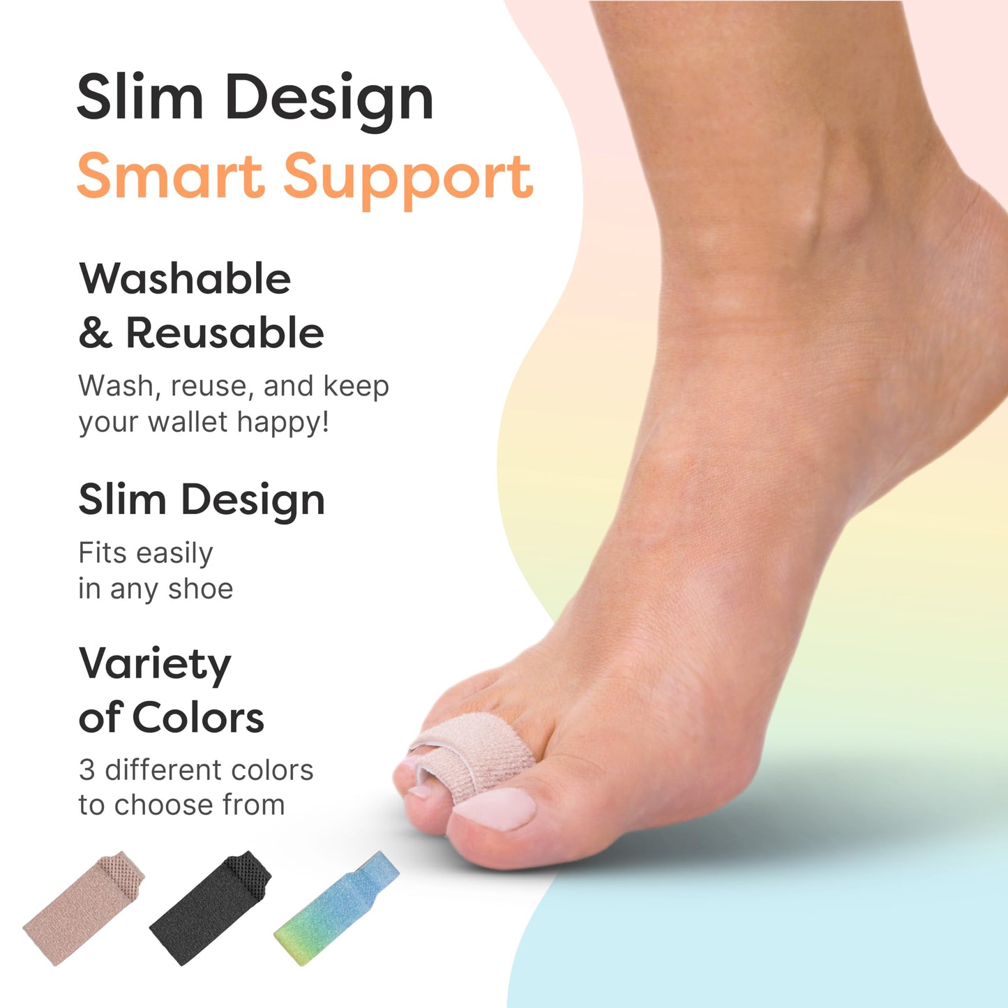 ZenToes Hammer Toe Corrector for Women & Men - Reusable Fabric Buddy Wraps for Broken Toes - Cushioned Toe Splint for Protection & Recovery & Hammertoe Straightener - 4 Count (OSFM, Beige)