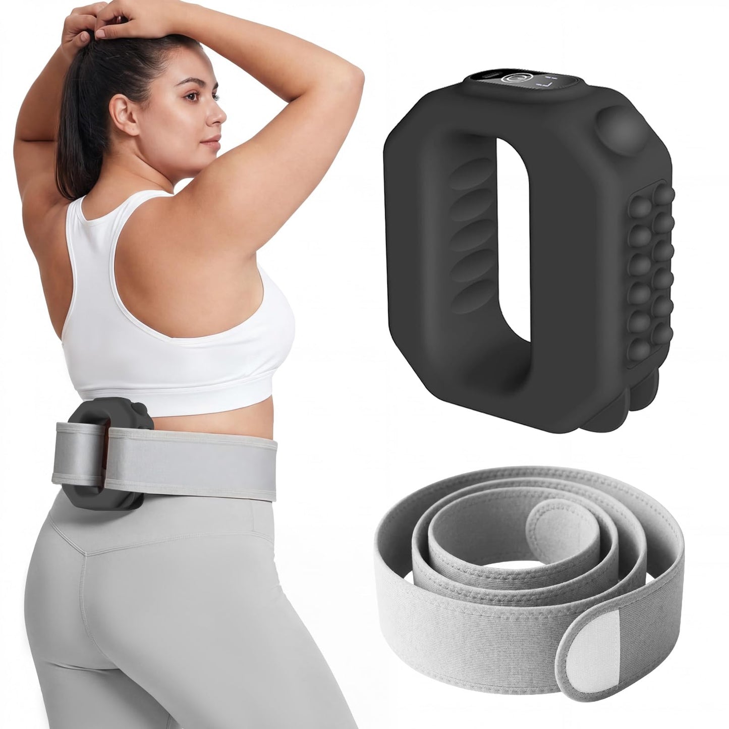 AddWin R10 Fascia Ring Massager, Multifunctional Full-Body Massage Gun, Hands-Free Electric Massager, Ergonomic Design with Waist Belt, Adjustable Massage Modes, 3 Modes & 6 Intensities