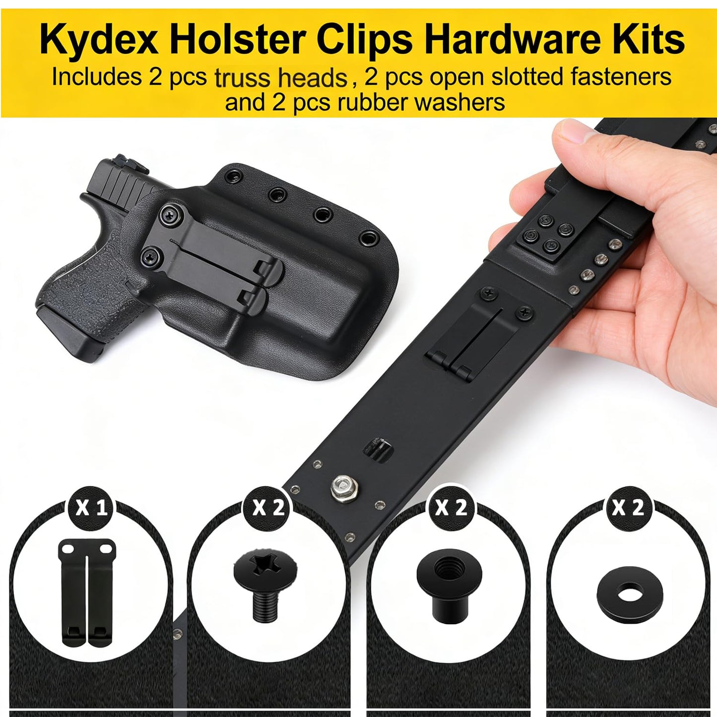 Metal Belt Clips for Kydex Knife Sheath, Pocket Belt Clips Kydex IWB/IWB Holster Clip Kit, Belt Knives Holster Clips Mounting Hardware Replacement Outdoor Knife Accessories (1)