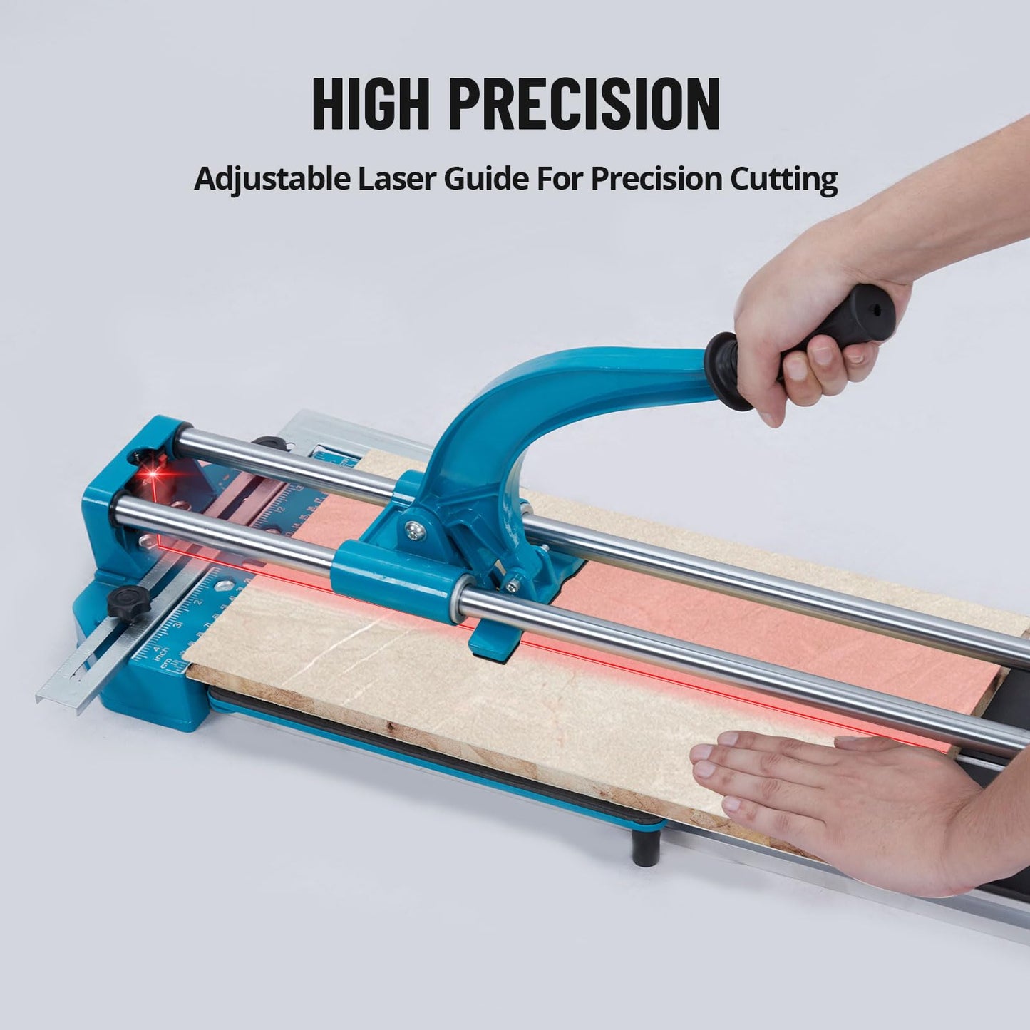 ExploreHorizon Manual Tile Cutter - 48 Inch Tungsten Carbide Cutting Wheel, Guide Accuracy, Anti-Skid Feet, Removable Scale, Precision Cutting, Double Rails