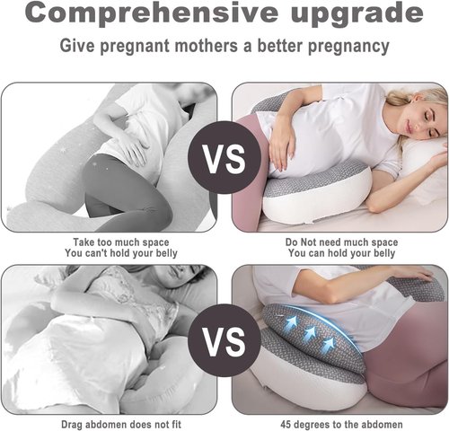 Chilling Home Pregnancy Pillow - Maternity Support for Back, Belly & Waist | Portable Grey Design