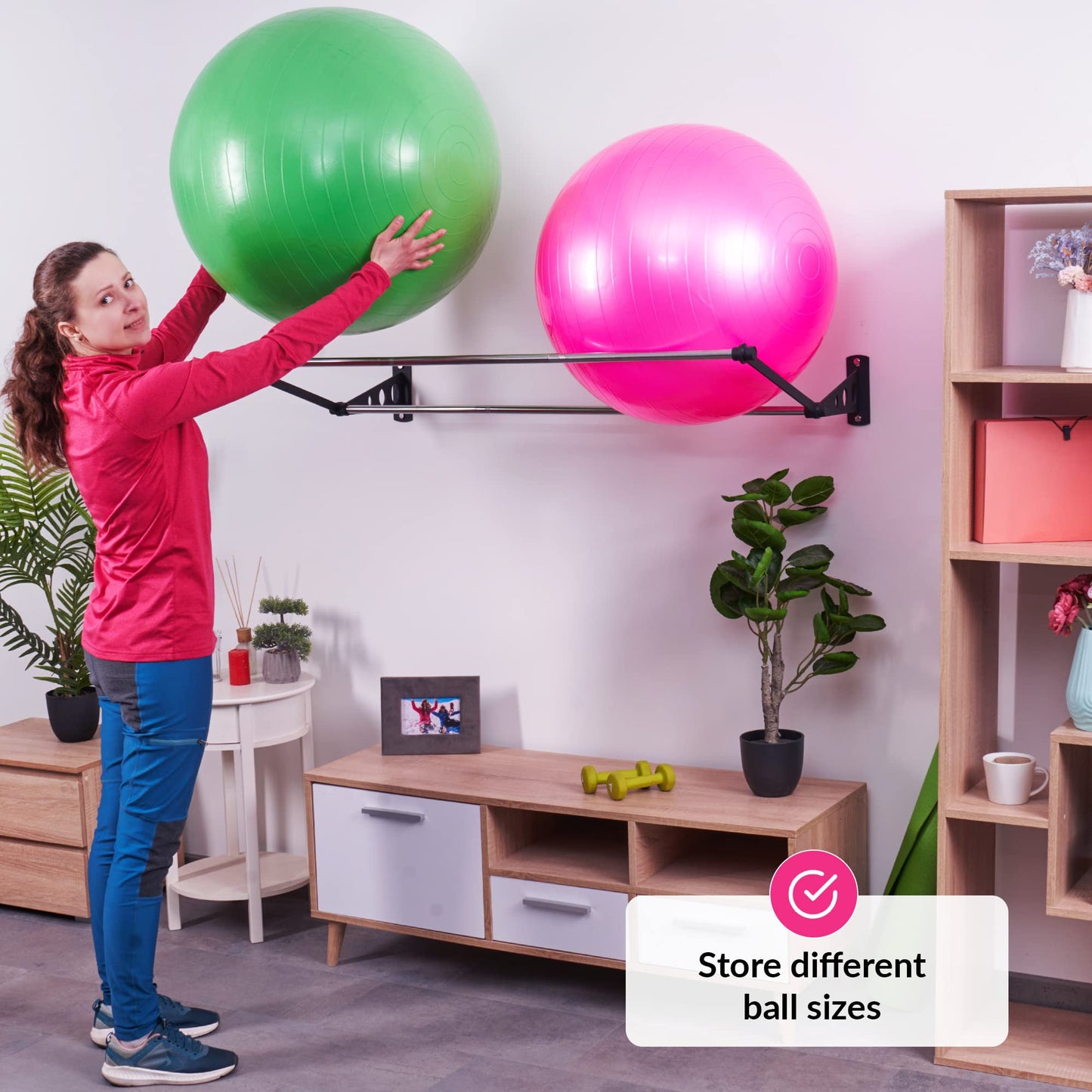 Exercise Ball Holder | Organize Your Space | Wall Mounted Rack | Yoga Ball Holder | Exercise Wall Mount | Fitness Therapy & Stability Rack | For Gyms, Studios, Home Gyms