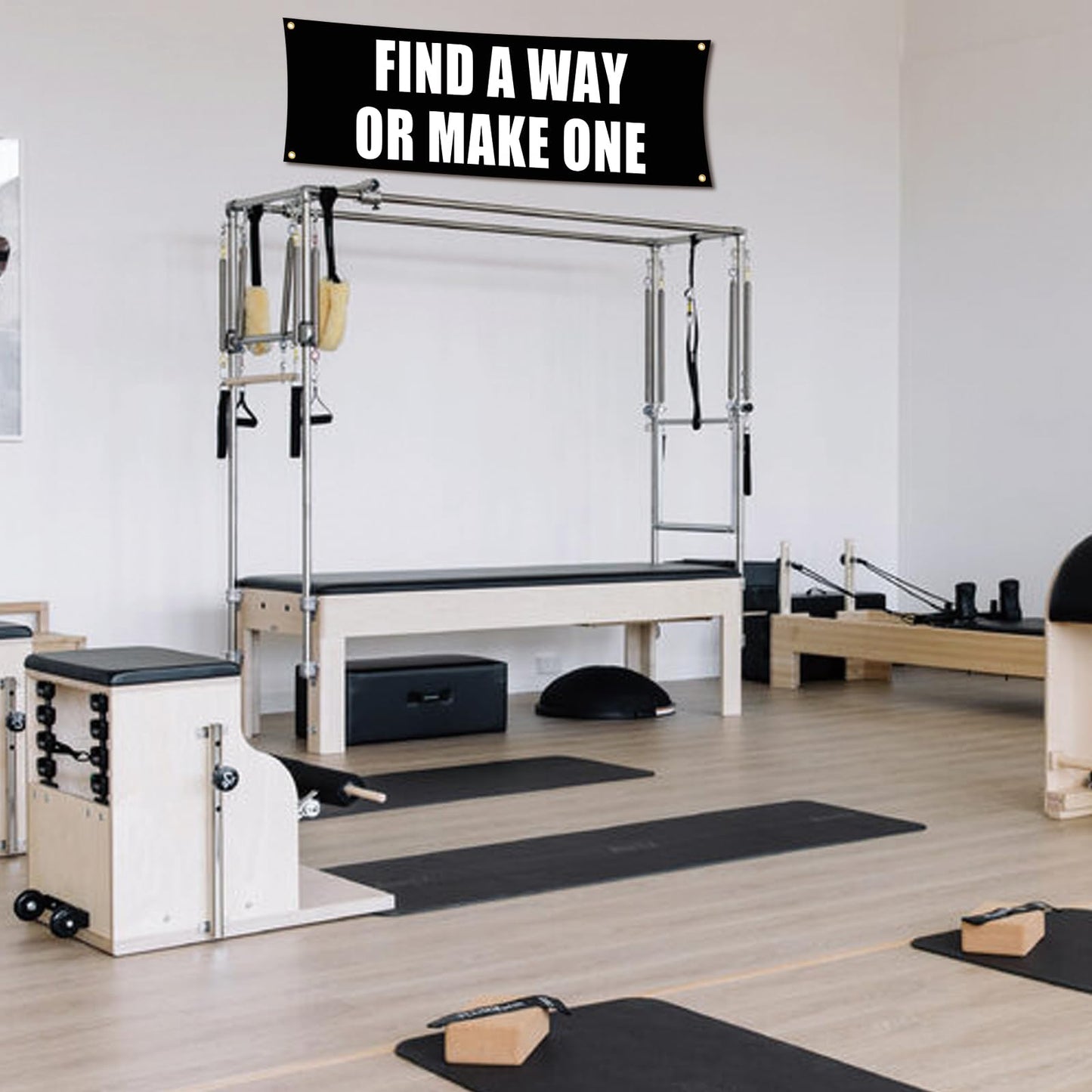 NJCBEIKX Motivational Gym Flag Banner - Find a Way or Make One - 72x24 Inches Home & Garage Gym Wall Decor with 4 Brass Grommets for Easy Hanging