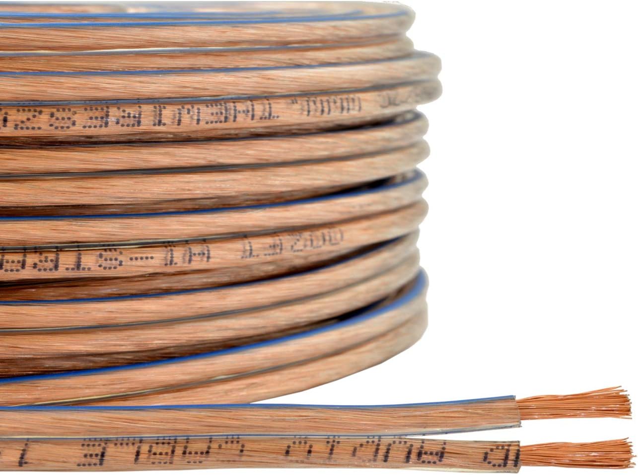 16AWG 16/2 (250 The Wires Zone Car Home Audio Speaker Wire Transparent Clear Cable Gauge feet)