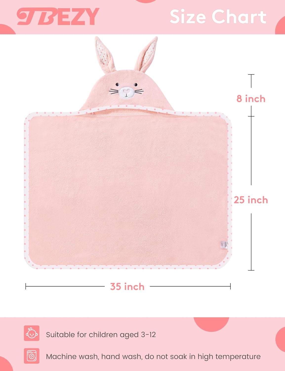 TBEZY Baby Hooded Towel - Ultra Soft Thick Cotton with Unique Bunny Design for Newborns