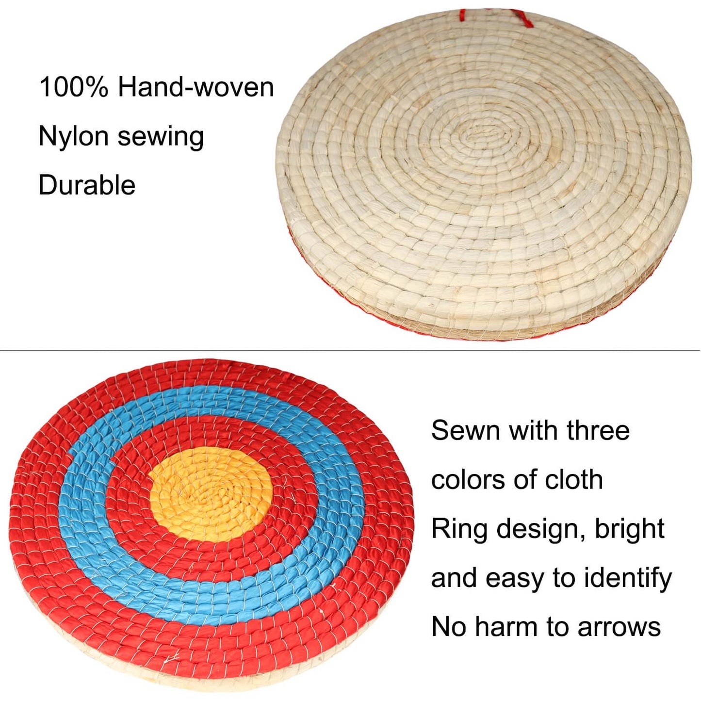 DOSTYLE Archery Targets Traditional Solid Straw Round Archery Target Shooting Bow Coloured Rope Target Face Three Layers for Shooting Practice
