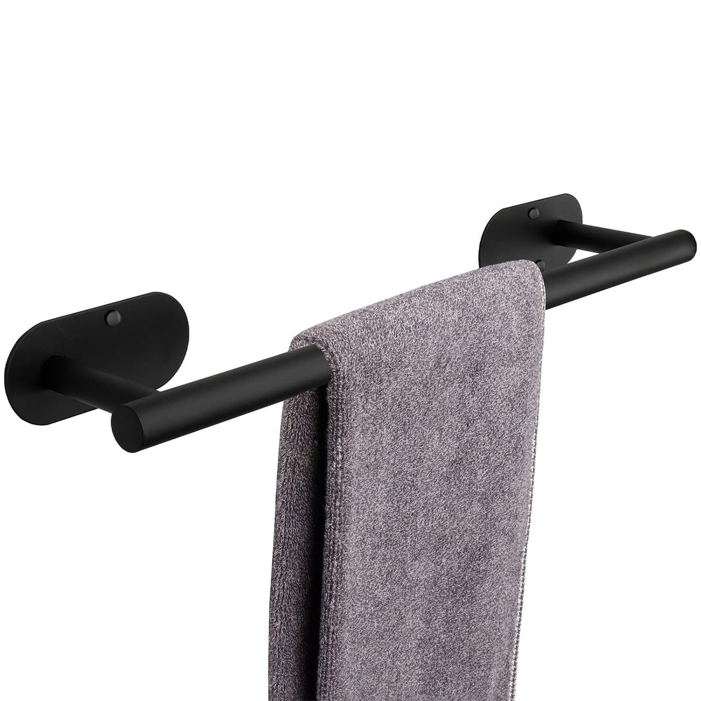 TocTen Self Adhesive Bathroom Towel Bar, Stick Towel Rack for Bathroom, Rustproof Stainless Steel Bath Towel Holder No Damage, Easy to Install Drill Free Towel Rod for Bathroom (Matte Black, 16 Inch)