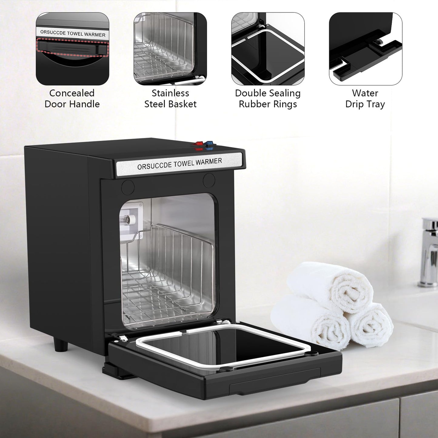 ORSUCCDE Hot Towel Warmer for Spa, Small Towel Warmer for Esthetician, Mini Towel Warmer for Facial Salon Beauty, Professional Towel Heater Towel Warmer Cabinet(5.5L-Black)