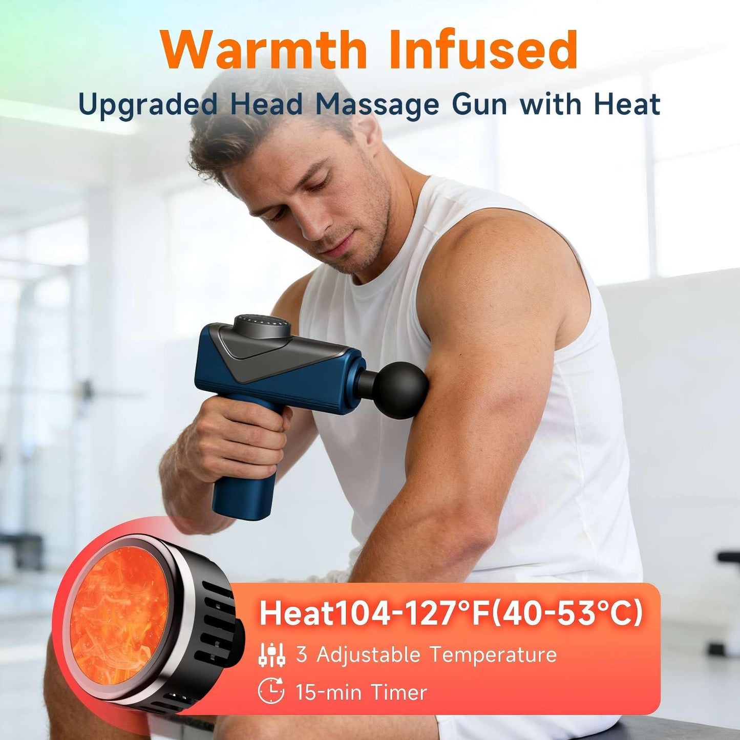JOYSUWERUN Massage Gun – Amazing Power! Handheld Muscle Gun with Heat, Powerful Full Body Electric Massager Tool for Men and Women