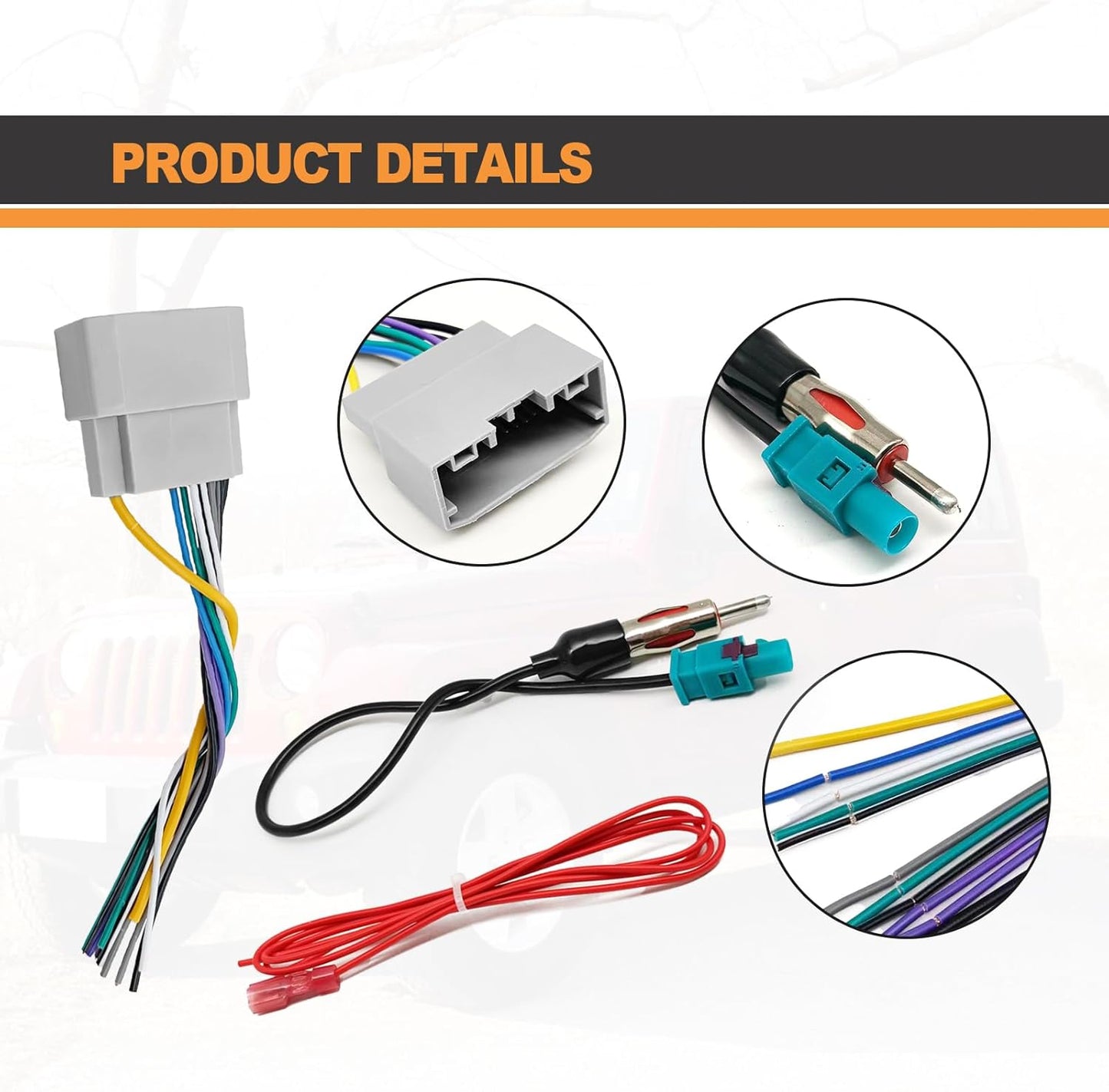 KEVWR 2006-2016 2008-2016 2004-2016 Car Stereo Wiring Harness Radio Wire with Antenna Adapter Connector Compatible