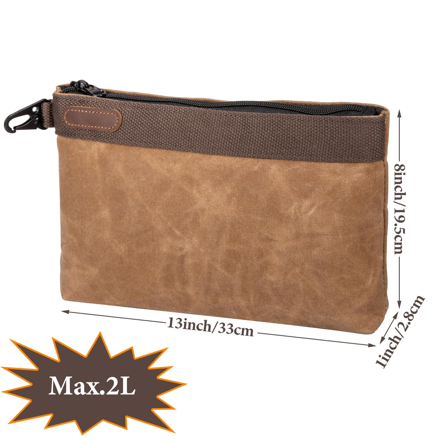 Hamks Waxed Canvas Tool Pouches 4 Pack – 11-Inch Heavy-Duty Zipper Tool Bags Set, Waterproof Utility Storage Pouches for Tools, Cables, Gear & Supplies – Rugged Tool Organizer Bags