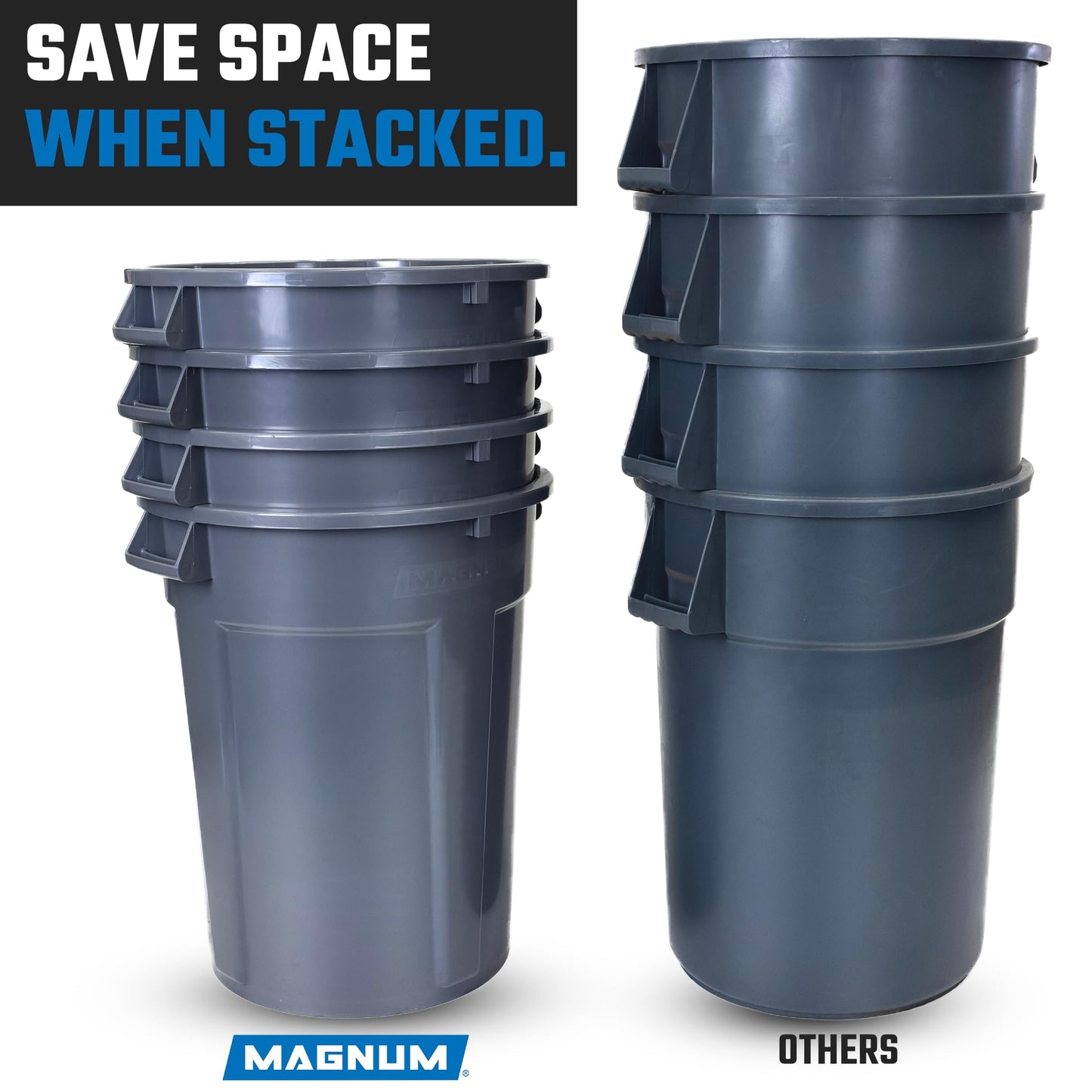 Magnum 32 Gallon Trash Can, Construction Grade, Heavy Duty Plastic, Jobsite Ready for Handling and Holding Garbage CMTC-C000-32G02 (2 Pack)