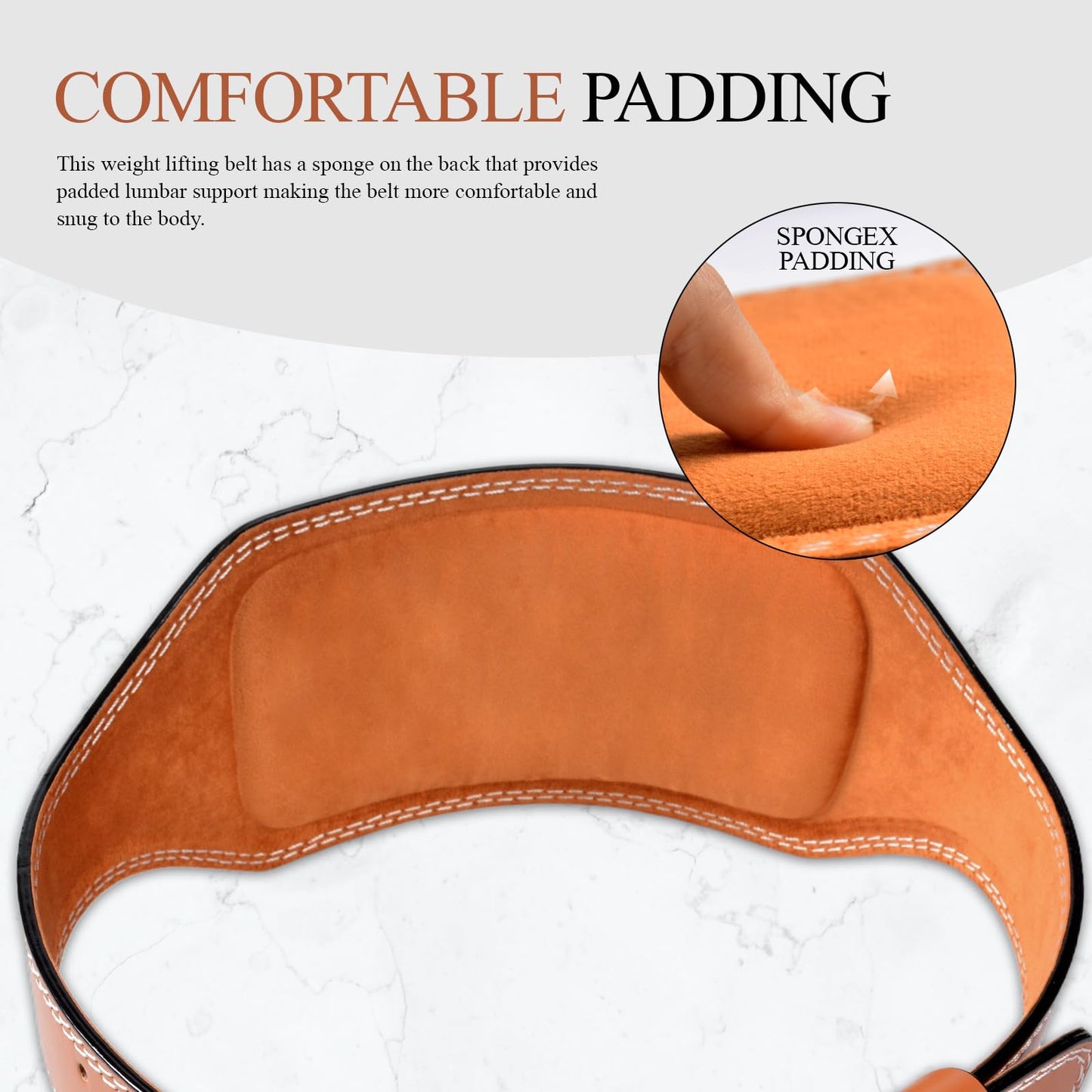 Leather Gym Fitness Belt, 4" & 6" Padded Lumbar Back Support, 10 Adjustable Holes for Weightlifting Powerlifting Bodybuilding Deadlift Squat Workout Strength Training (6-Inch, Brown, 33"-36")