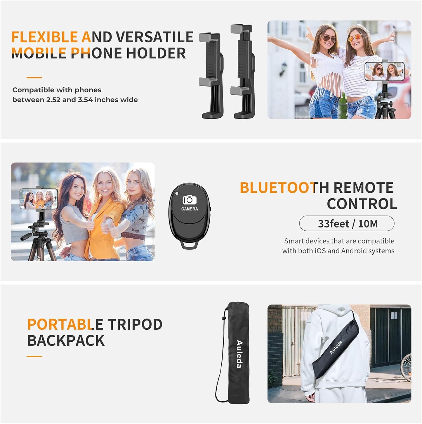 Auleda 71 6.6 LB VT-831HYS Camera Tripod Aluminum Tall Tripod Stand Compatible with Canon Nikon with Wireless Remote