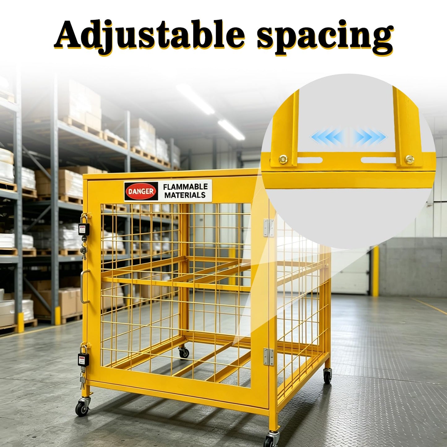 WHBDDM Tank StorageCabinet,30x30x38 inch HorizontalCylinder Storage Cabinet, Gas CylinderCabinet with Yellow Powder CoatFinish
