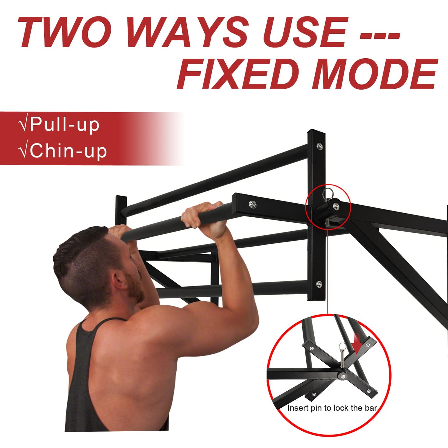 BESTHLS Wall Mounted Advanced Pull Up Bar, Heavy Duty Wall Mount Pull-up Chin Up Bar Multifunctional Home Gym Workout Indoor Exercise Equipment Support to 440 Lbs