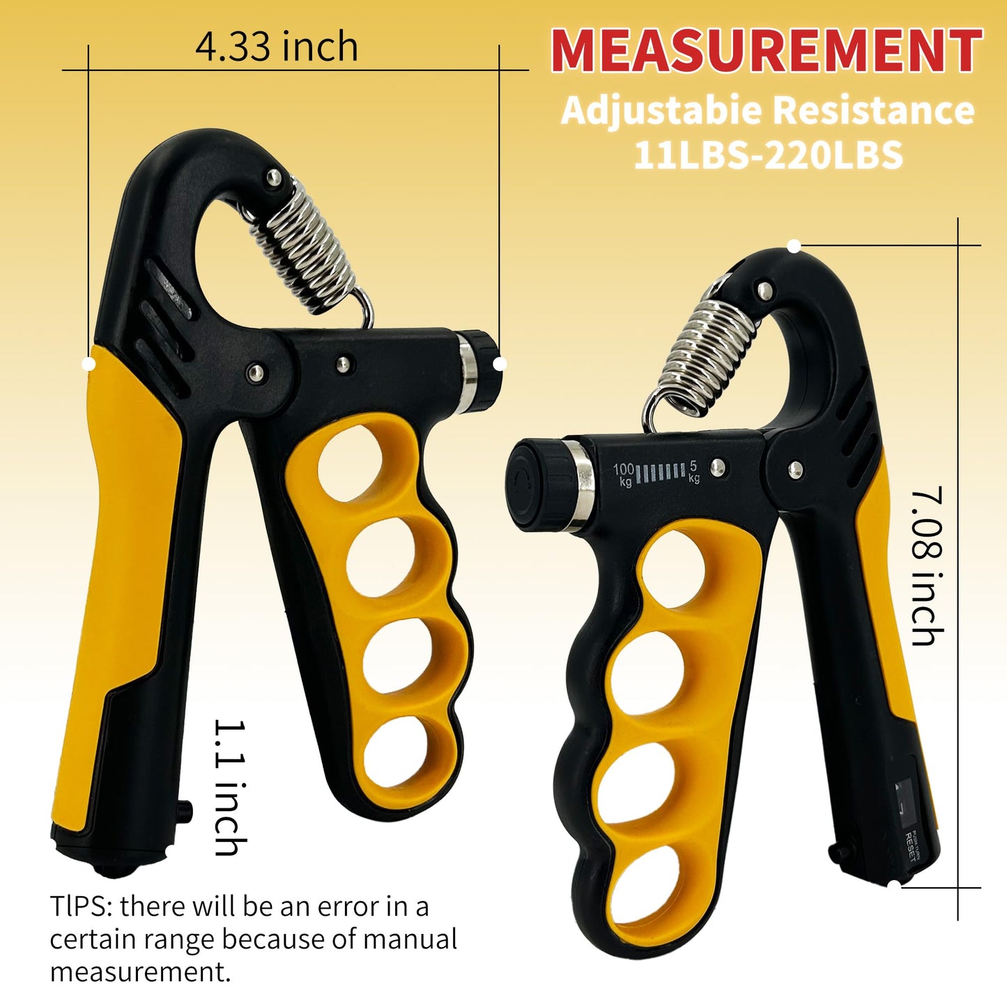 Senston Grip Strength Trainer 2 Pack - Adjustable 11-220Lbs (5-100KG) with Auto Counter, Hand Grip Strengthener, Forearm Exerciser for Athletes, Musicians, Gym, Home, Injury Rehab
