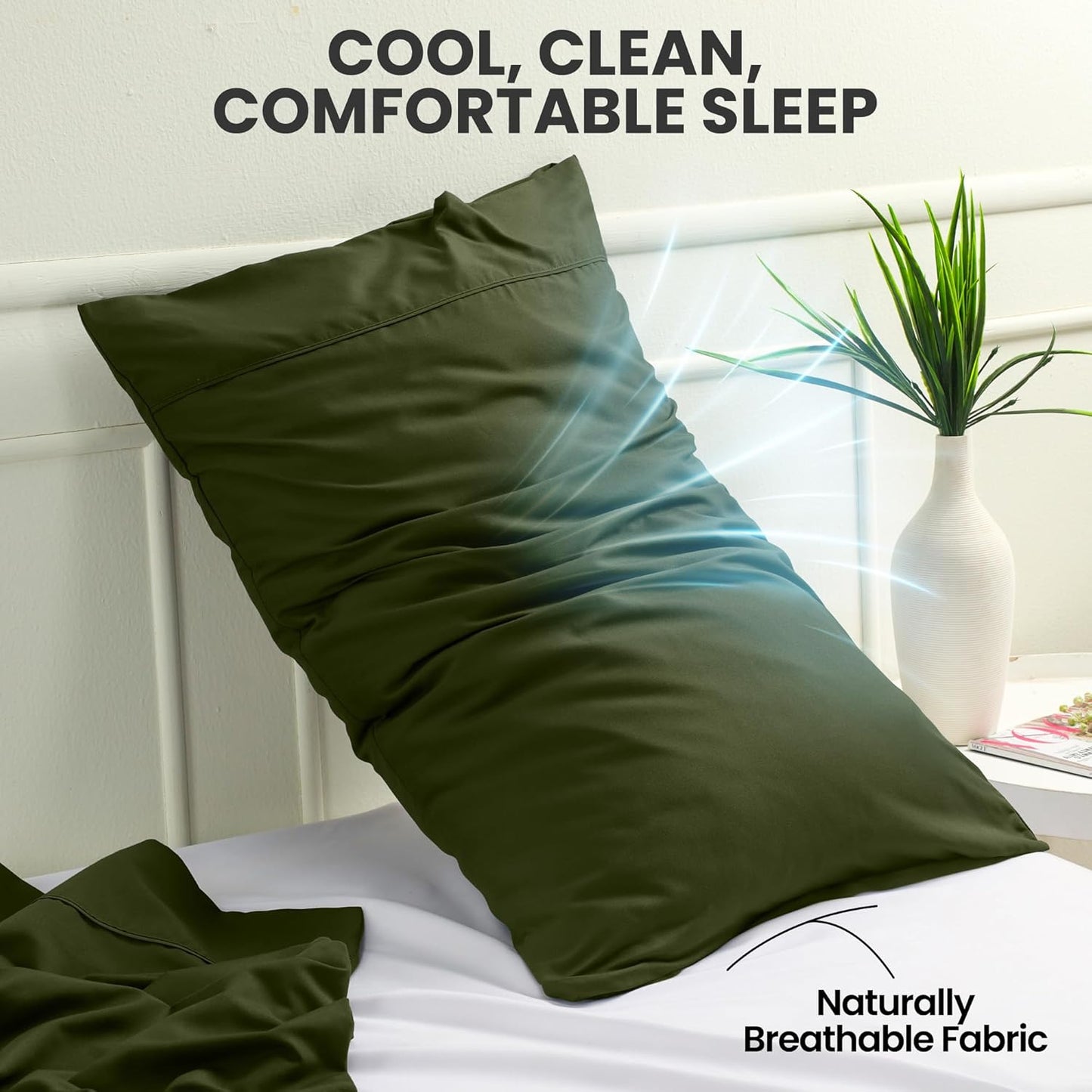 Utopia Bedding Queen Pillow Cases - Soft Brushed Microfiber - 2 Pack, Olive | Fade & Shrinkage Resistant 20 X 30 Inches