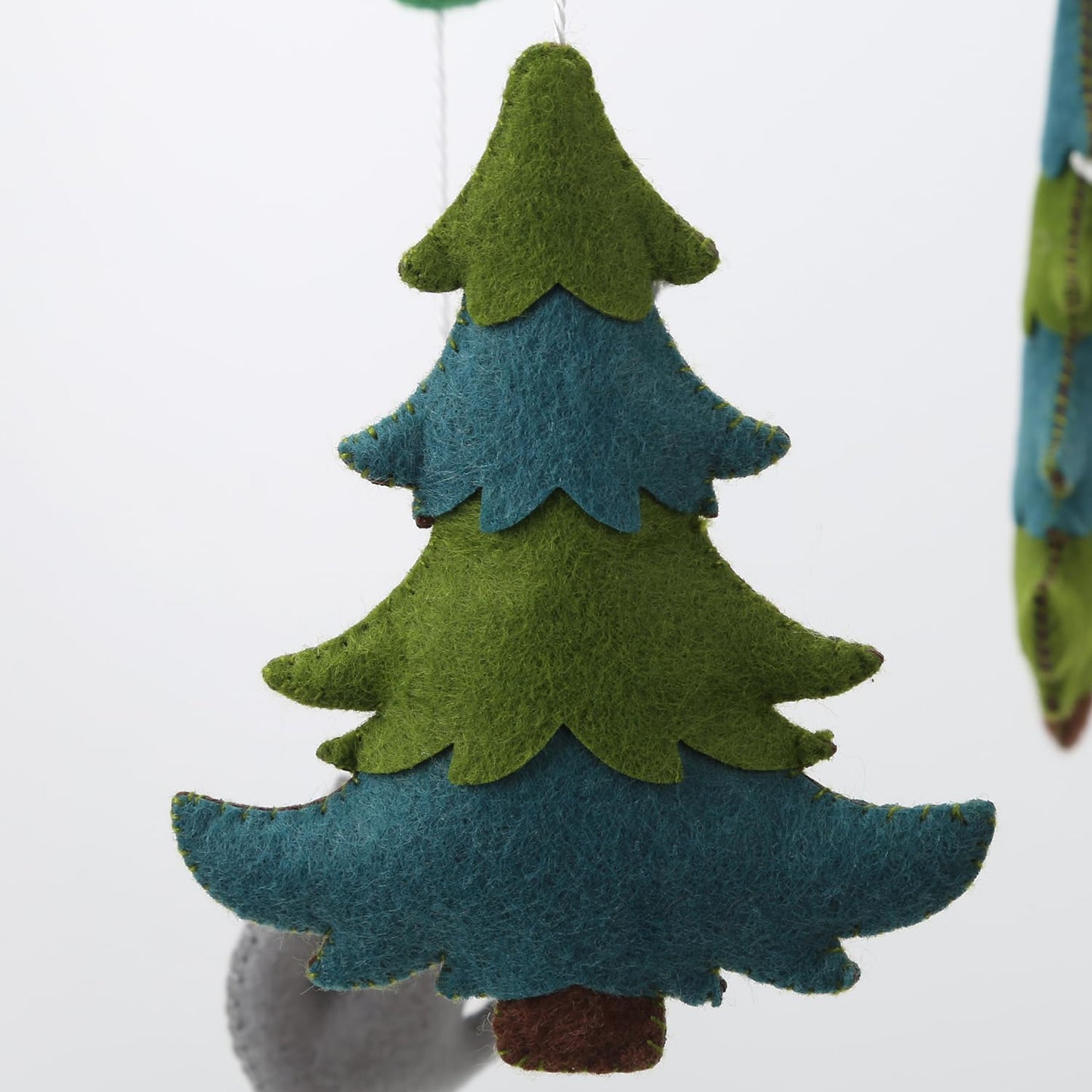 Flora & Ivy Woodland Mobile for Crib - A Gender Neutral Woodland Crib Mobile with Stars Trees Clouds and Animals for a Forest or Hunting Theme, Green sage
